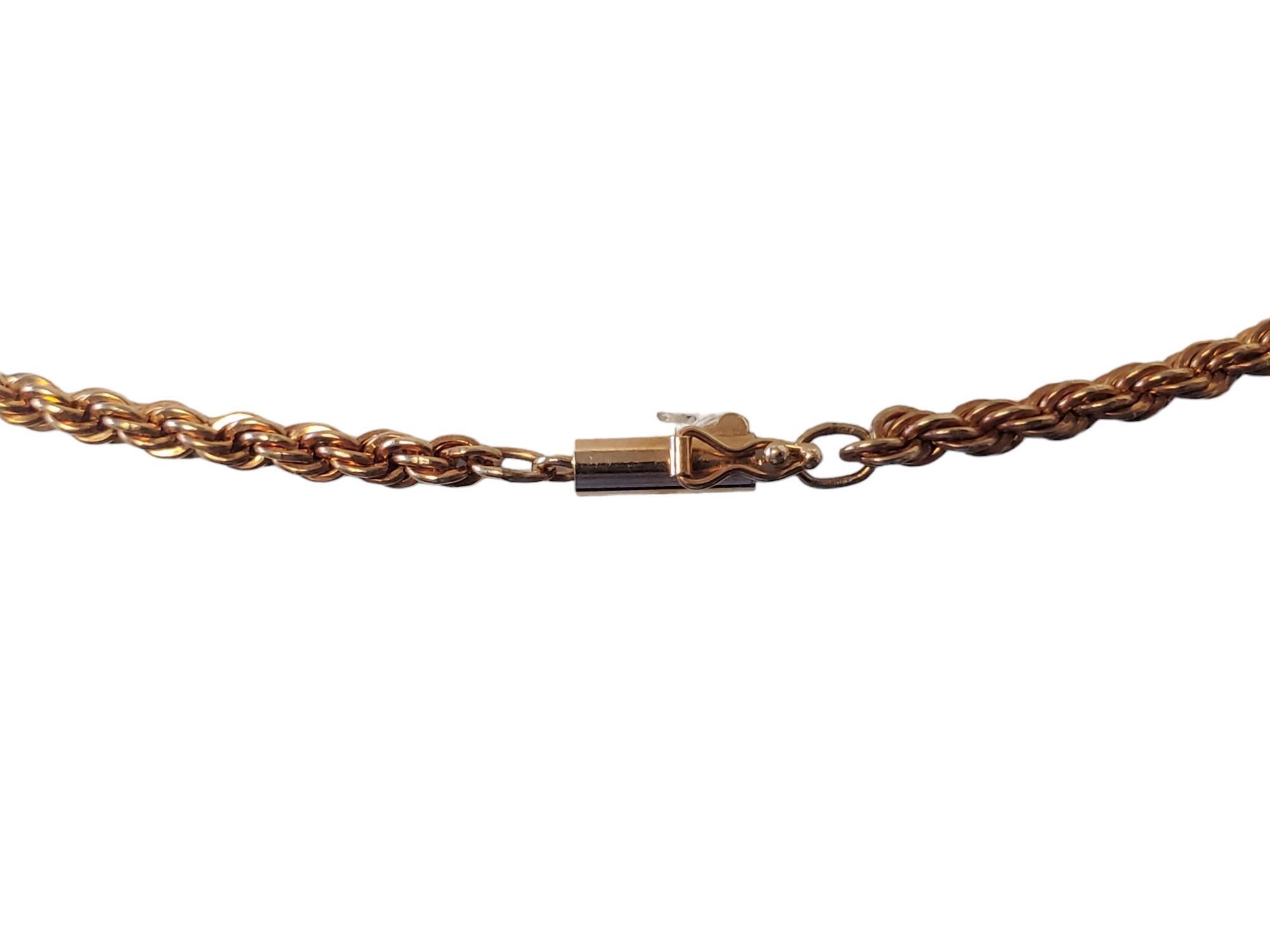 Vintage Stamped 14k Rose Gold Rope Chain 18