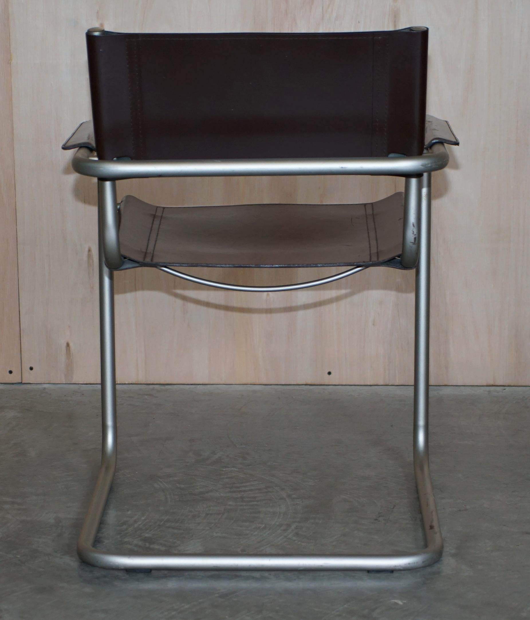 Vintage Stamped B34 Mart Stam 1-06g Marcel Breuer Leather Armchair Made in Italy For Sale 6
