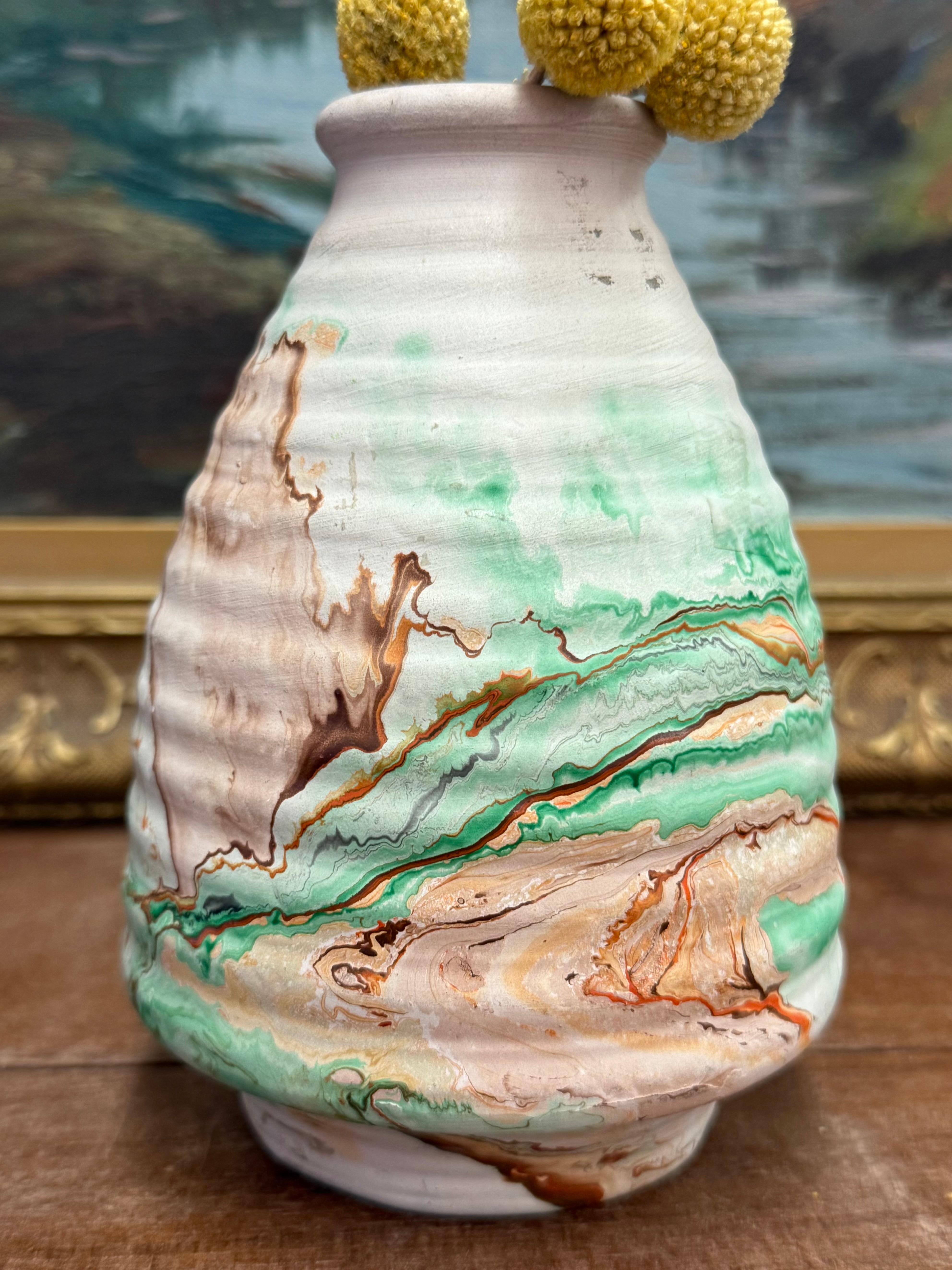 Ceramica Vaso d'epoca timbrato Nemadji Pottery in stile moderno di metà secolo in vendita