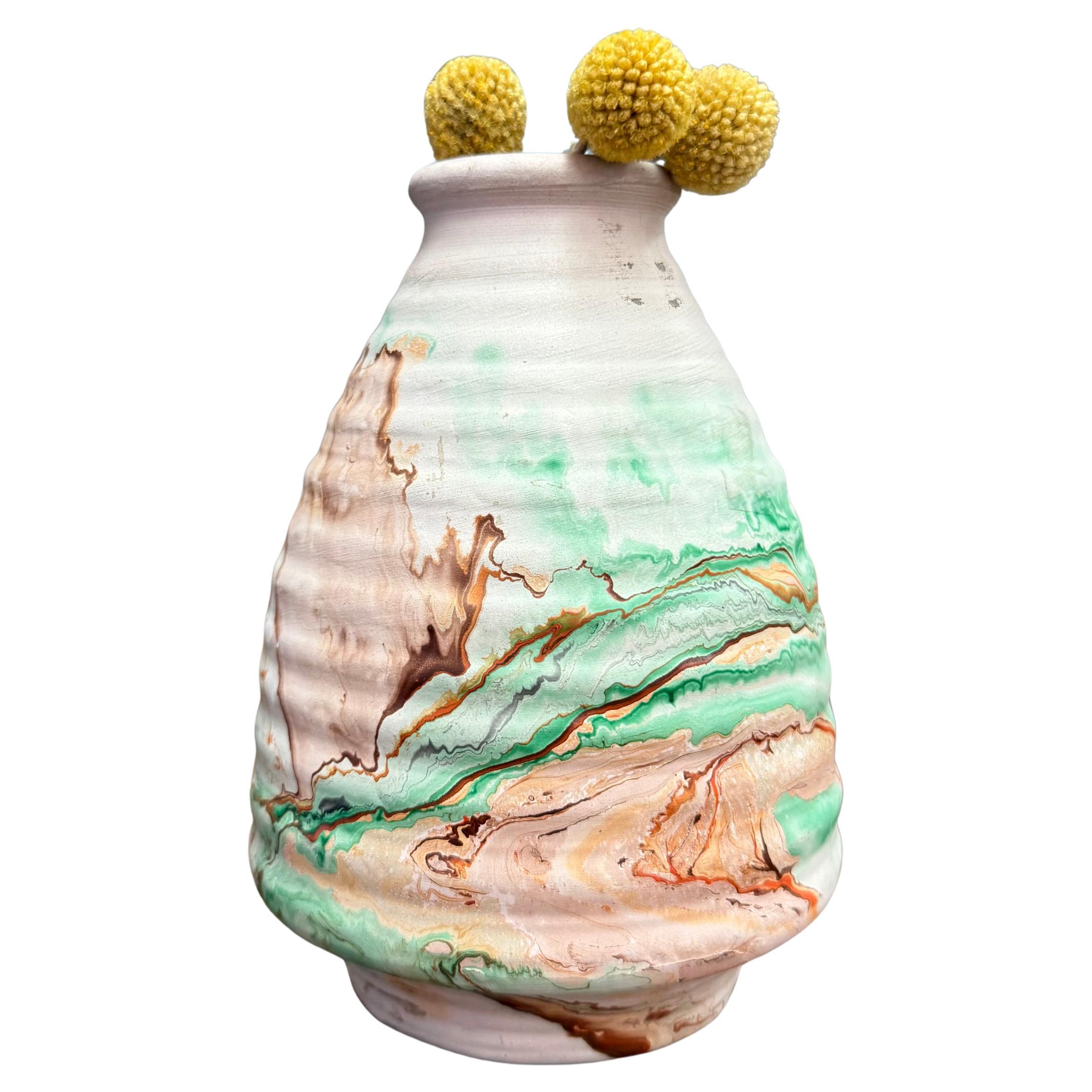 Vintage stamped Nemadji Pottery vase mid century modern style