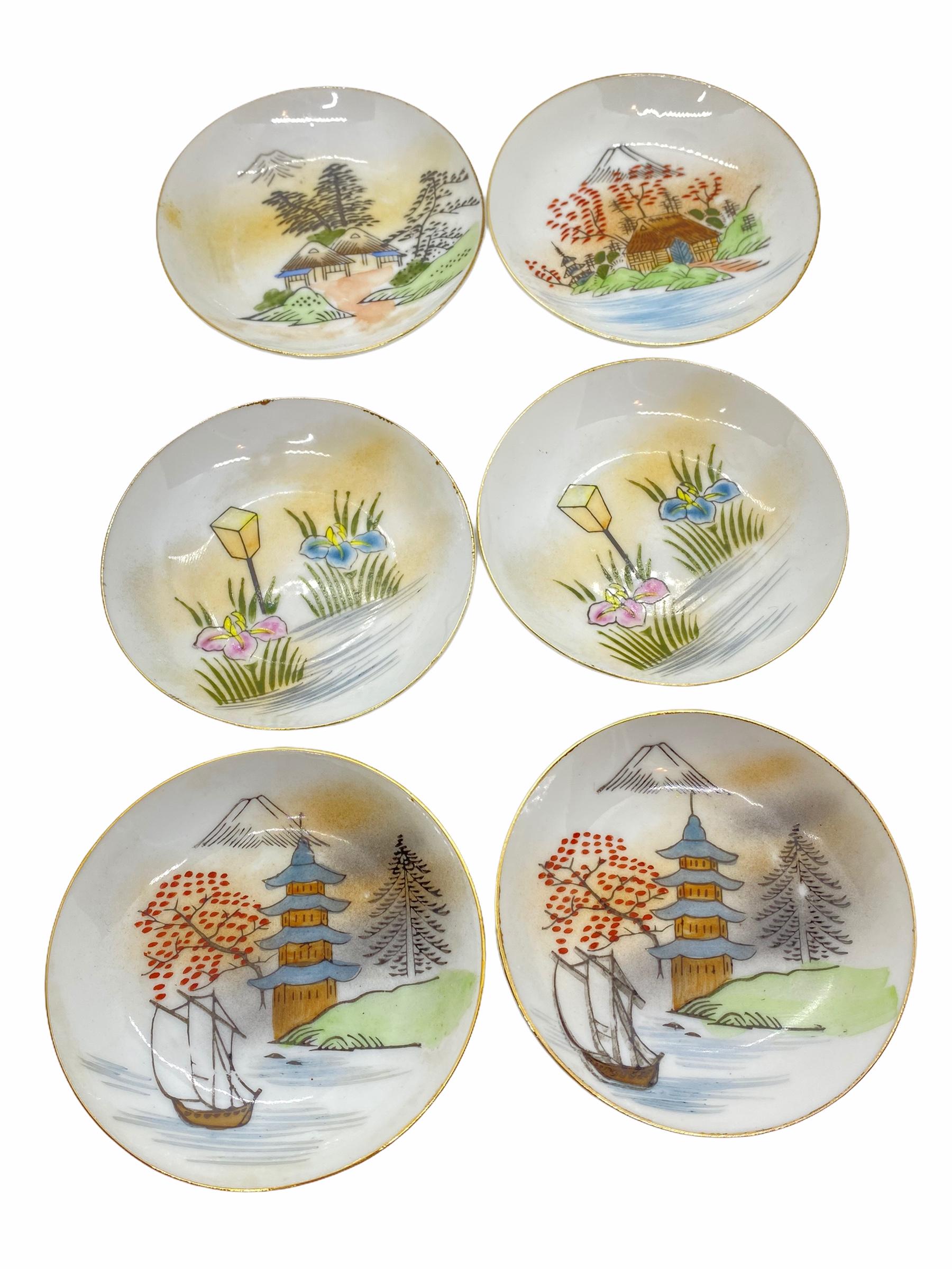 Mid-20th Century Vintage Stand or Holder, with Vintage Colorful Finger Food Plates, German, 1950s For Sale