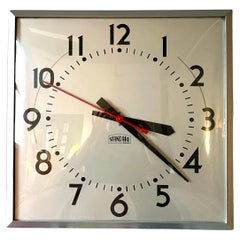 Vintage Standard Brand Large Square Gym Clock ... Industrial School Wall Clock