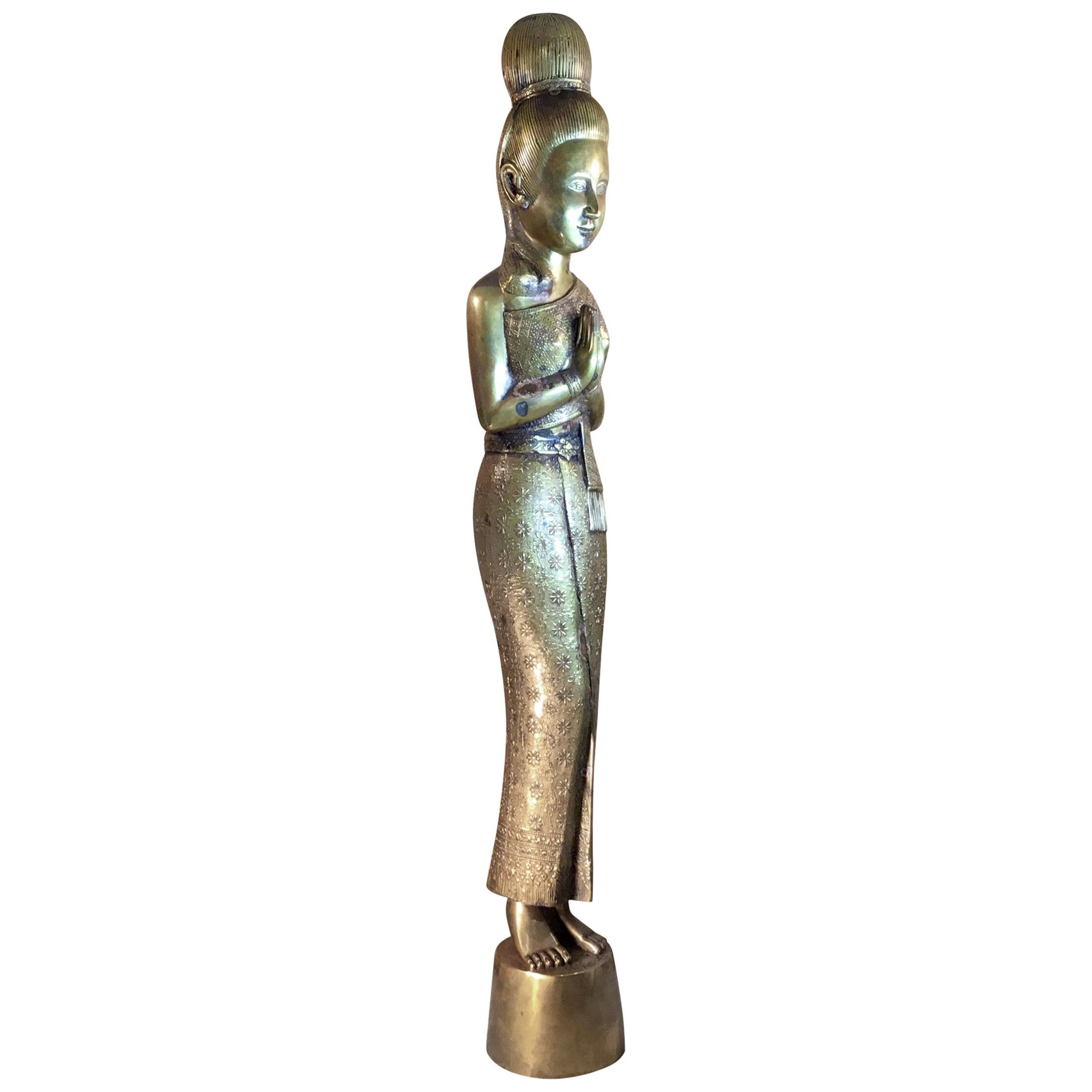 Vintage Standing Bronze Beauty Statue For Sale