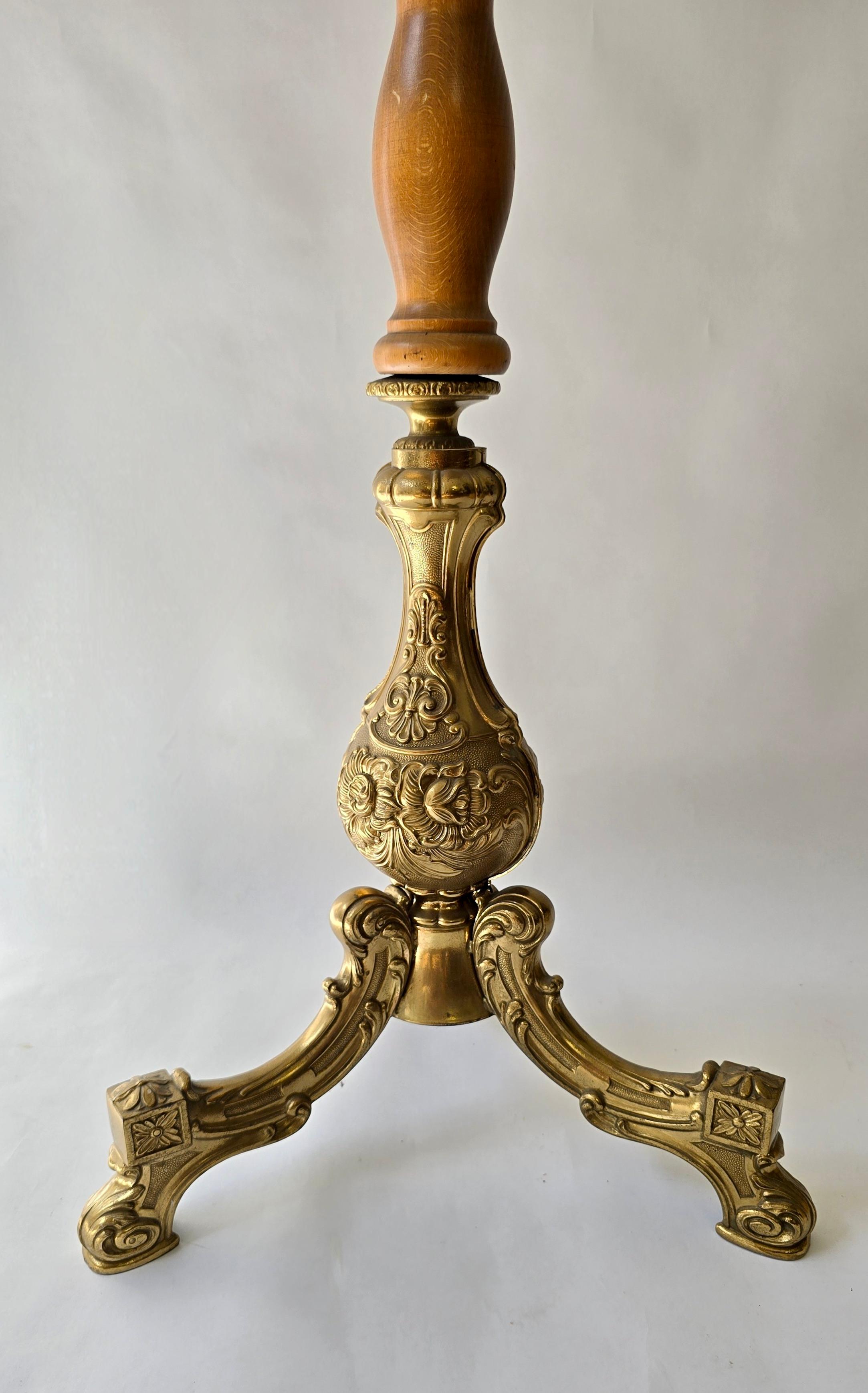 20th Century Vintage Standing Coat Rack, Wood and Gilt Brass, 1960s–1970s For Sale