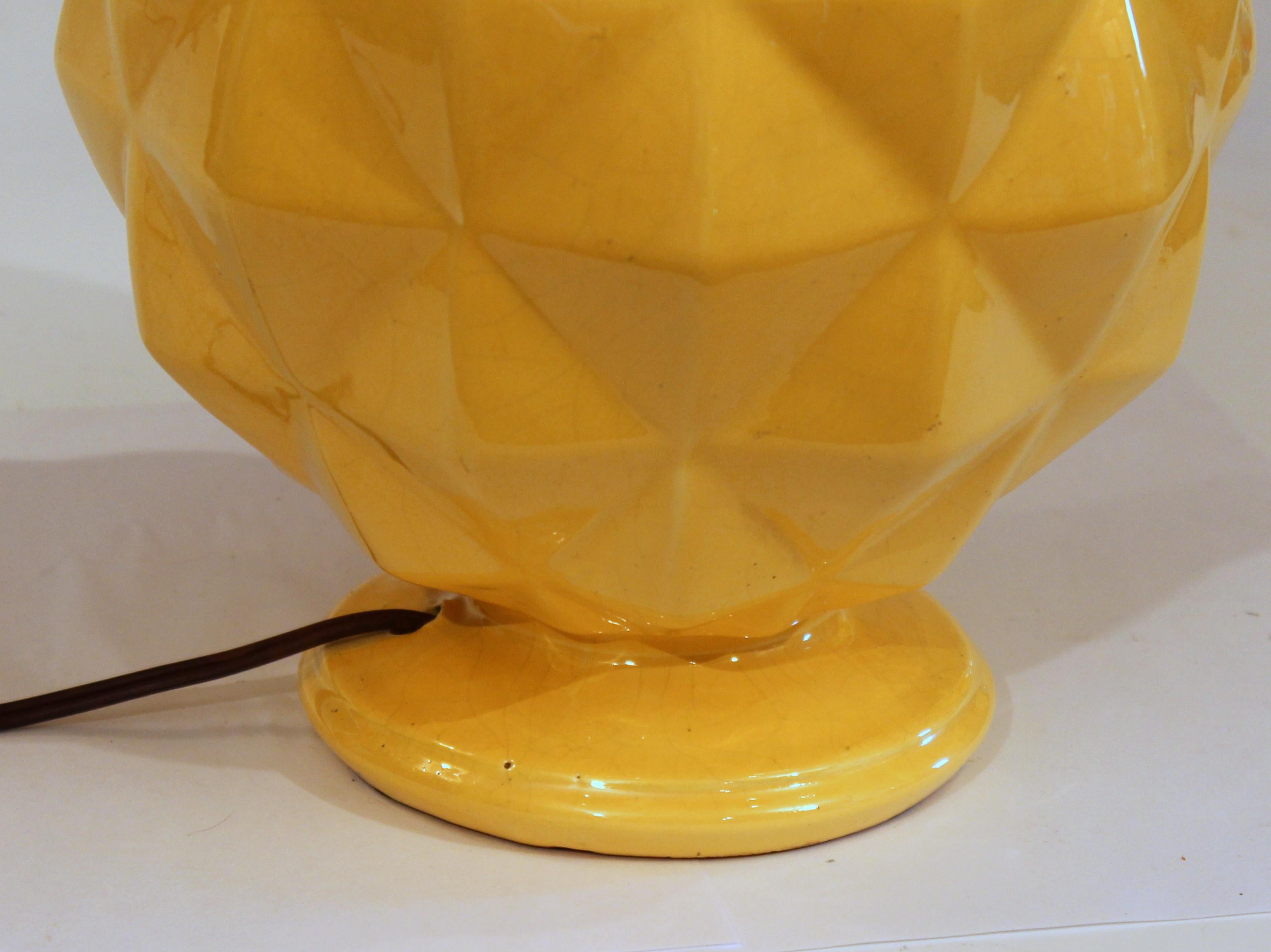 Vintage Stangl Art Deco Pottery Geodesic Dome Sphere Globe Yellow Vase Lamp 1