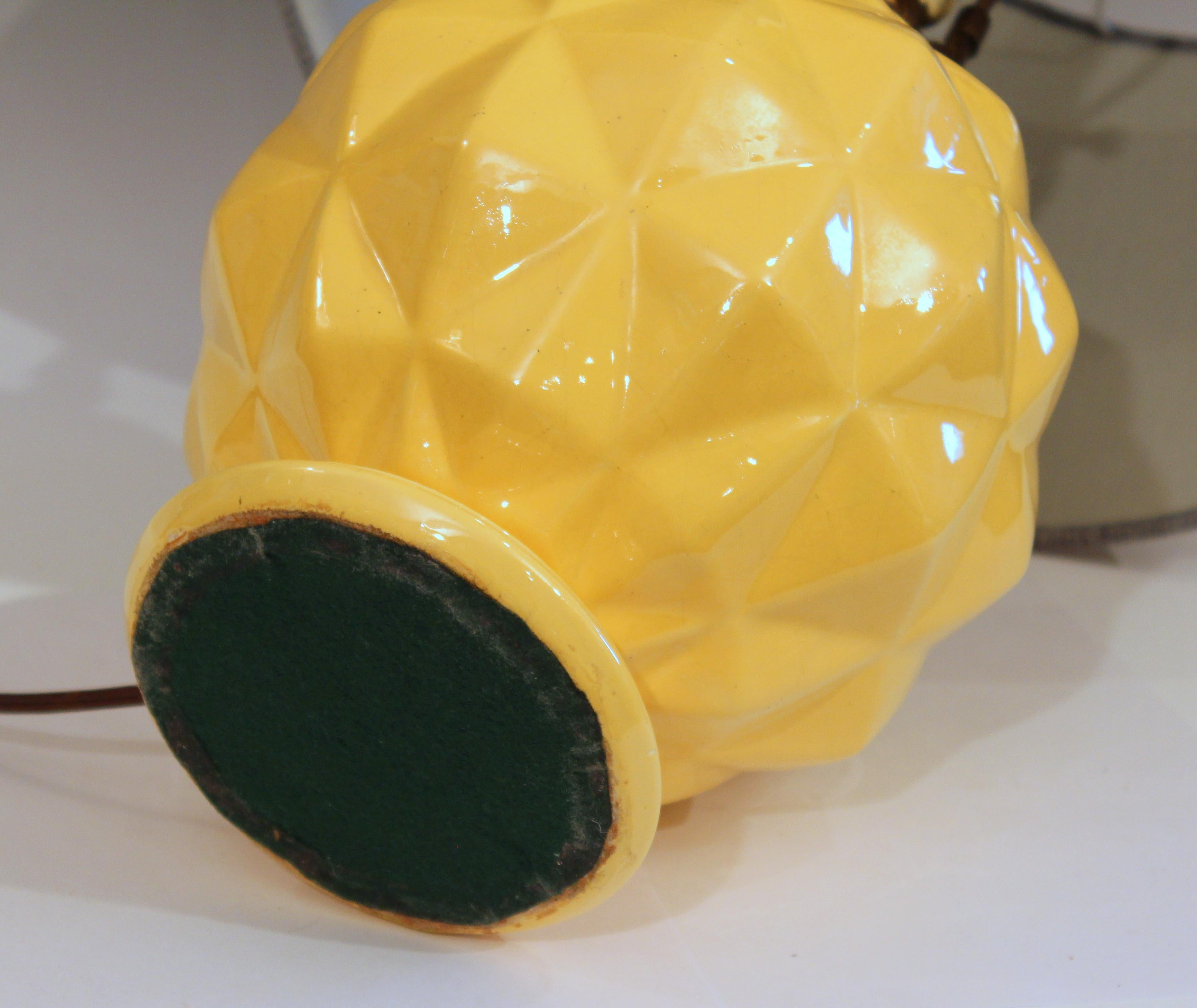 Vintage Stangl Art Deco Pottery Geodesic Dome Sphere Globe Yellow Vase Lamp 2