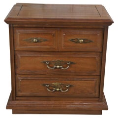 Vintage Stanley Furniture Oak 3 Drawer Nightstand Bedside Accent Table 25"