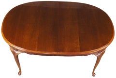 Vintage Stanley Furniture Queen Anne Cherry Oval Extendable Dining Table