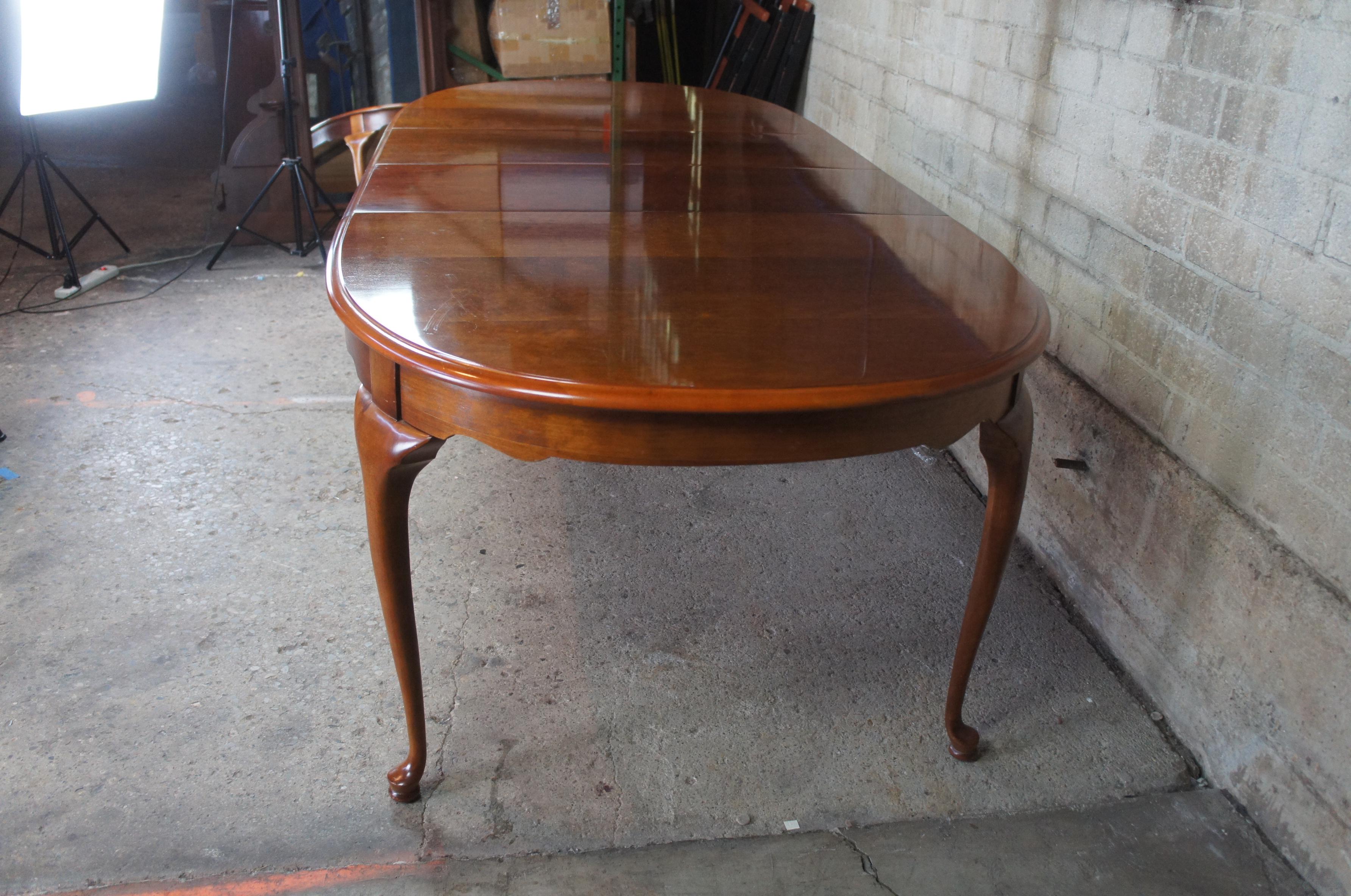 Vintage Stanley Furniture Queen Anne Cherry Oval Extendable Dining Table 1