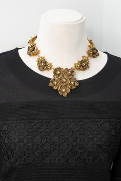 Suite di collana e orecchini floreali vintage di Stanley Hagler