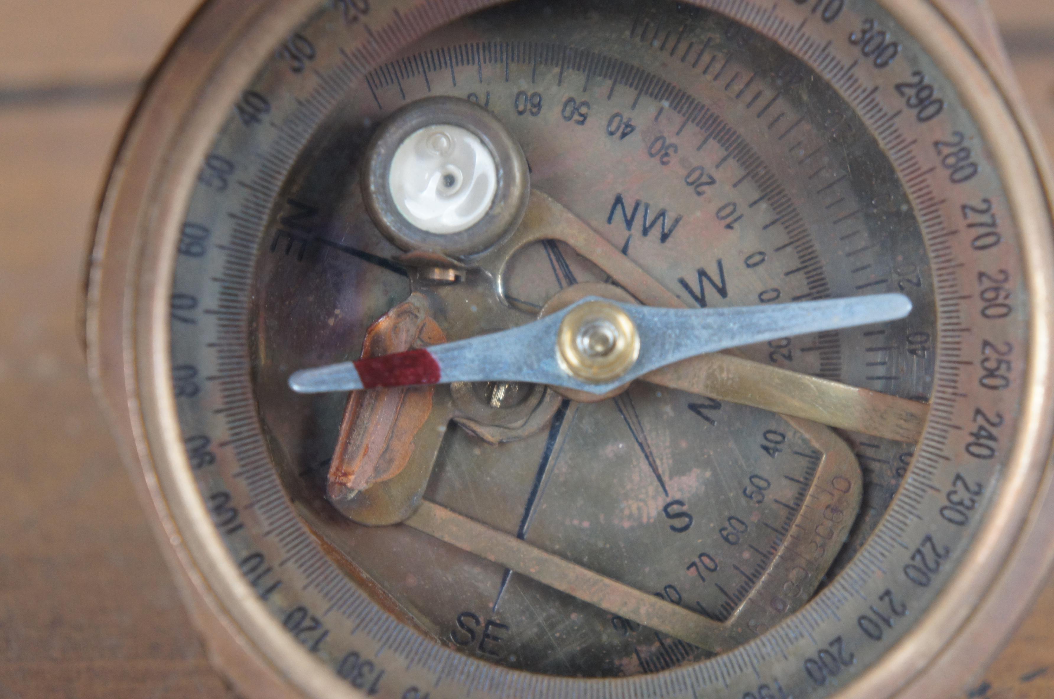 Vintage Stanley London Brass Natural Sine Nautical Navigation Compass 3