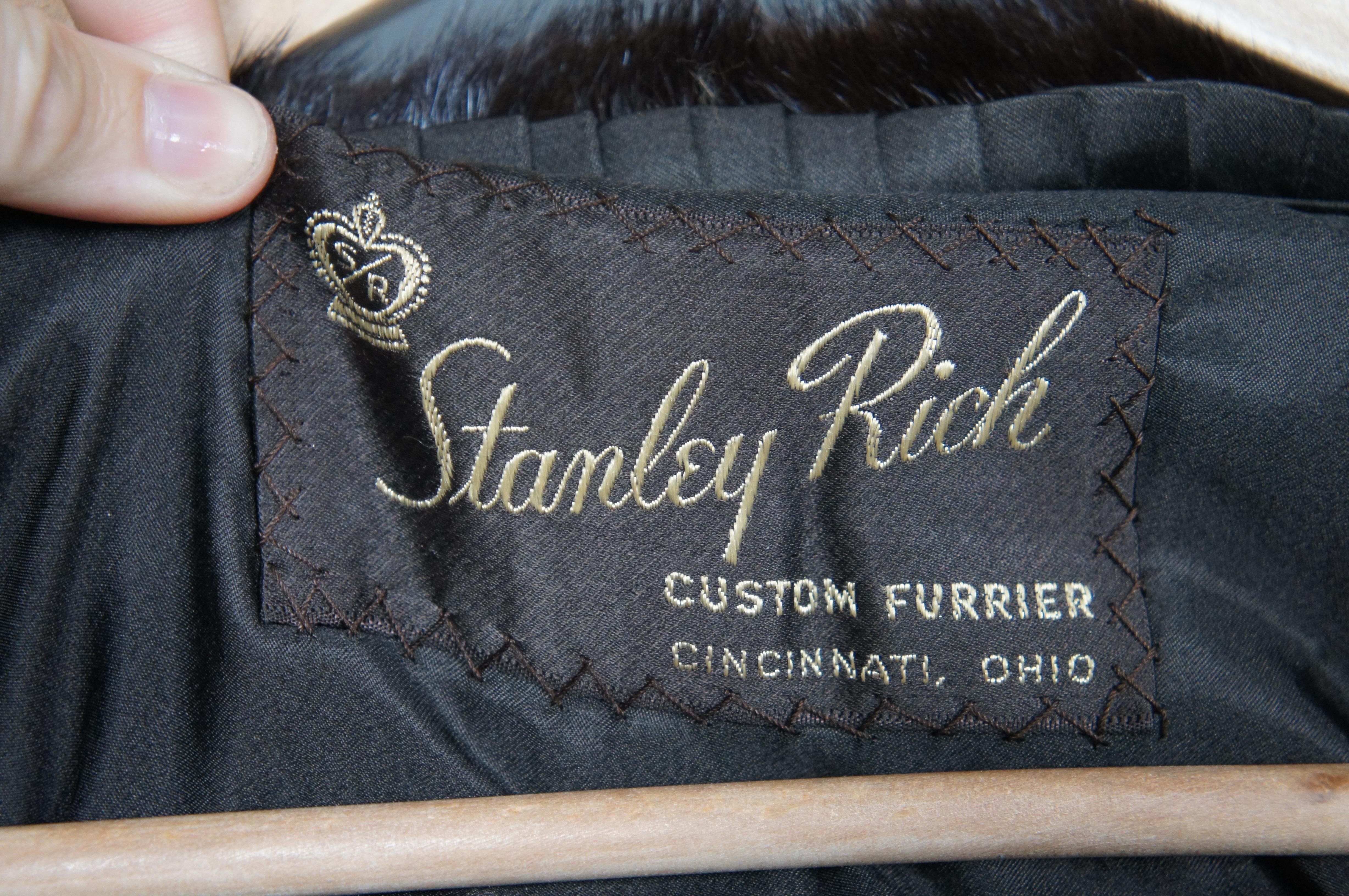 Vintage Stanley Rich Dark Brown Full Length Mink Fur Coat Rhinestone Button Belt For Sale 2