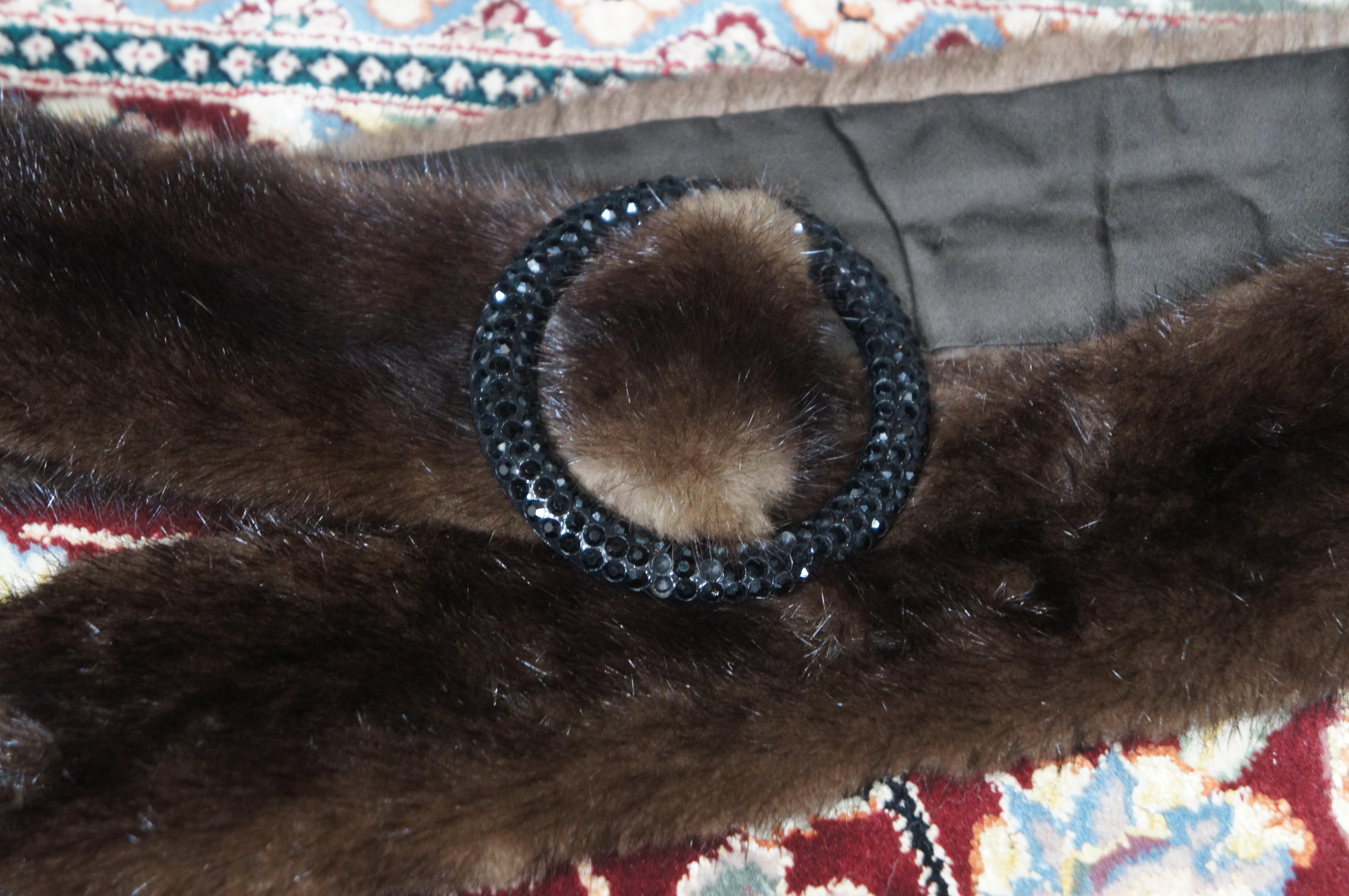 Vintage Stanley Rich Dark Brown Full Length Mink Fur Coat Rhinestone Button Belt For Sale 4
