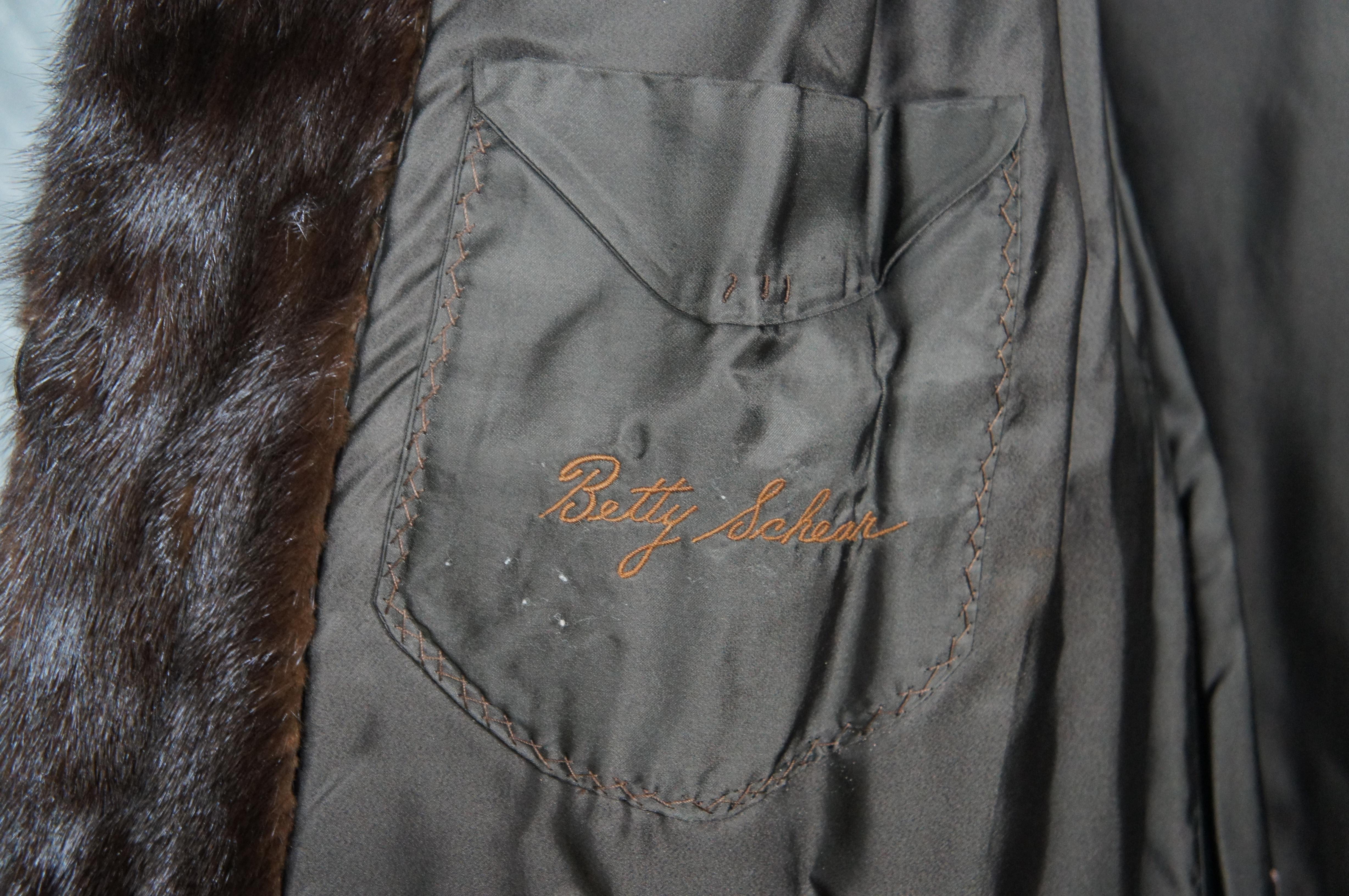 20th Century Vintage Stanley Rich Dark Brown Full Length Mink Fur Coat Rhinestone Button Belt For Sale