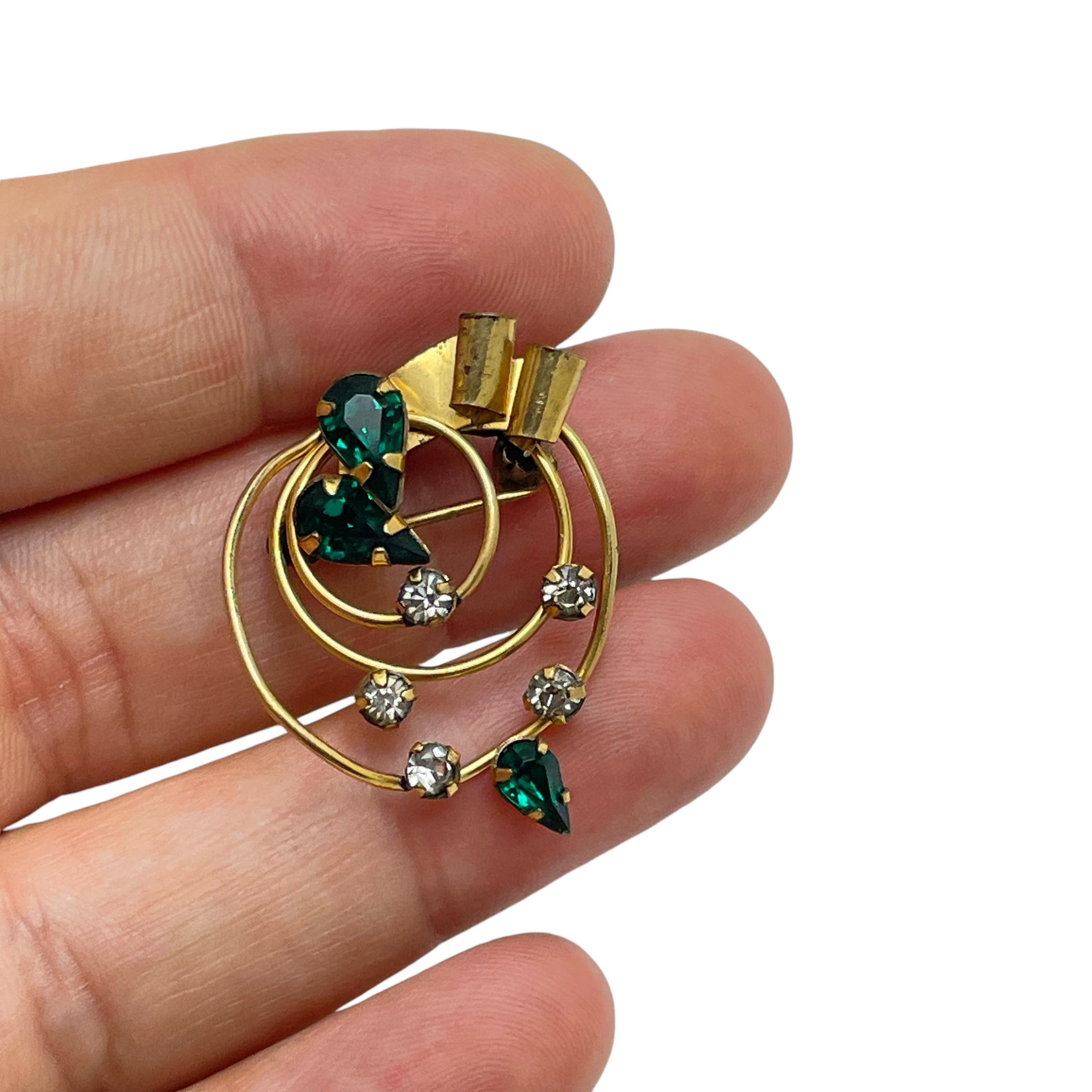 Pendentif broche fleur vintage Star ART 1/20 en or 12 carats rempli de strass Pour femmes en vente