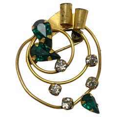 Vintage STAR ART 1/20 12kt gold filled rhinestone flower brooch pendant