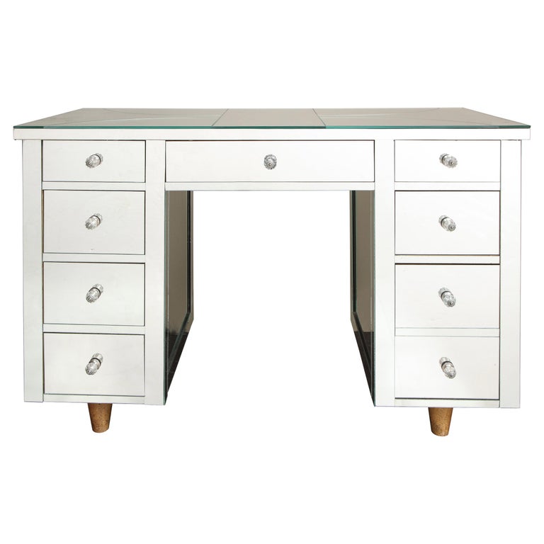 Vintage Star Motif Mirrored Vanity Desk For At 1stdibs Vintage Star Motif Mirrored Vanity Desk, Antique Mirror Writing Desk