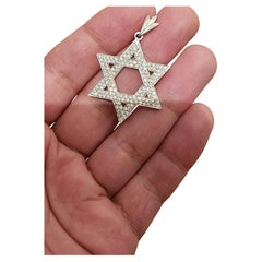 Vintage Star Of David 1.5 Carat Diamond Gold Pendant