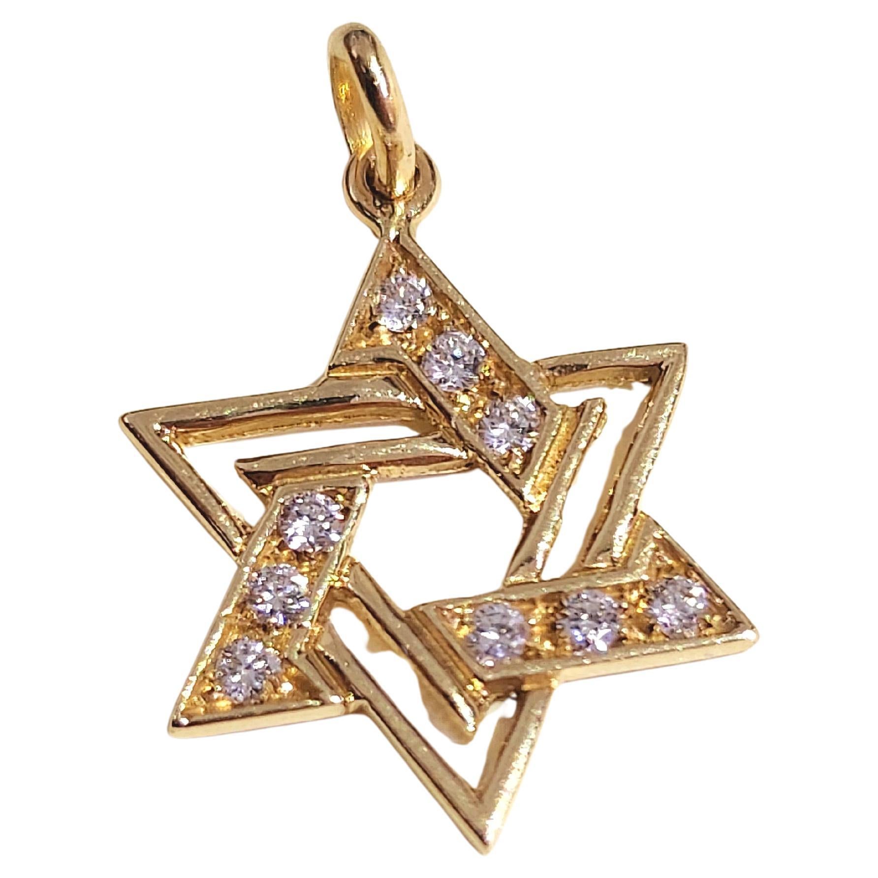 Vintage 1960s Stern von David 14k Gold Anhänger mit einer Schätzung Brillantschliff Diamant Gewicht 0,50ct 
