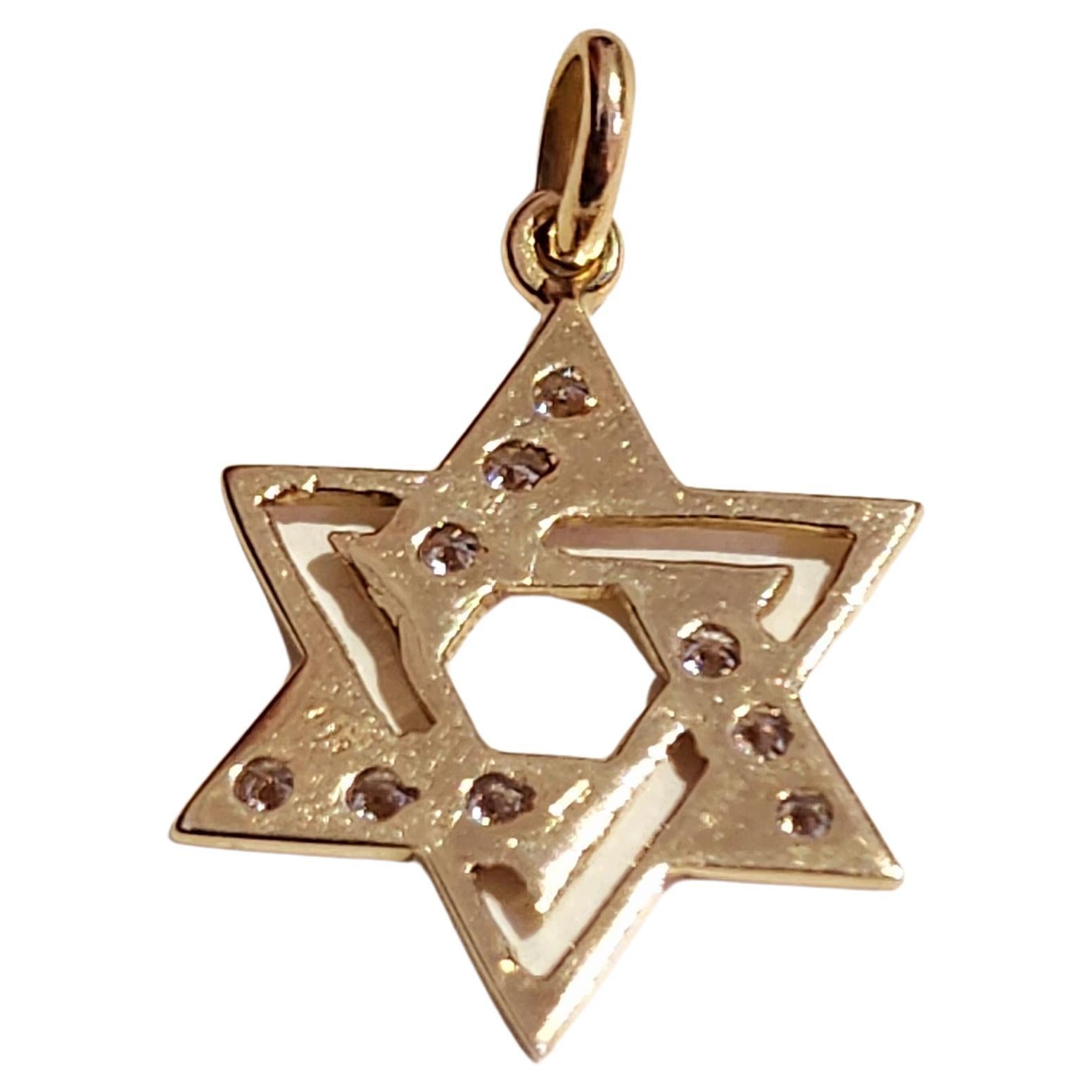 Vintage Star Of David Diamant-Gold-Anhänger für Damen oder Herren im Angebot