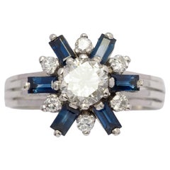 Vintage star ring with diamonds and sapphires