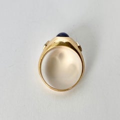 Vintage Star Sapphire and Diamond 14 Carat Gold Band