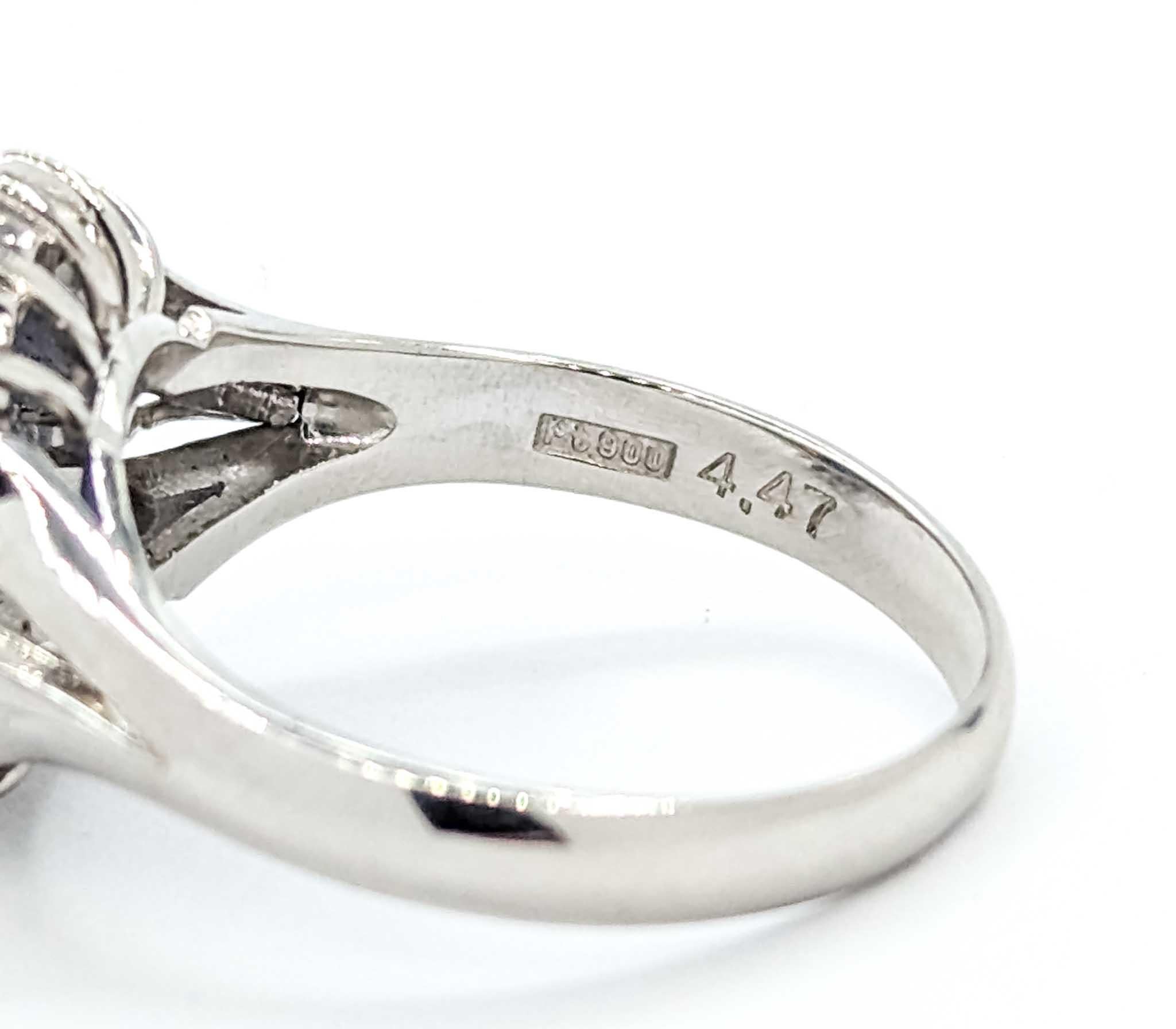 Vintage Star Sapphire & Diamond Cocktail Ring in Platinum For Sale 4