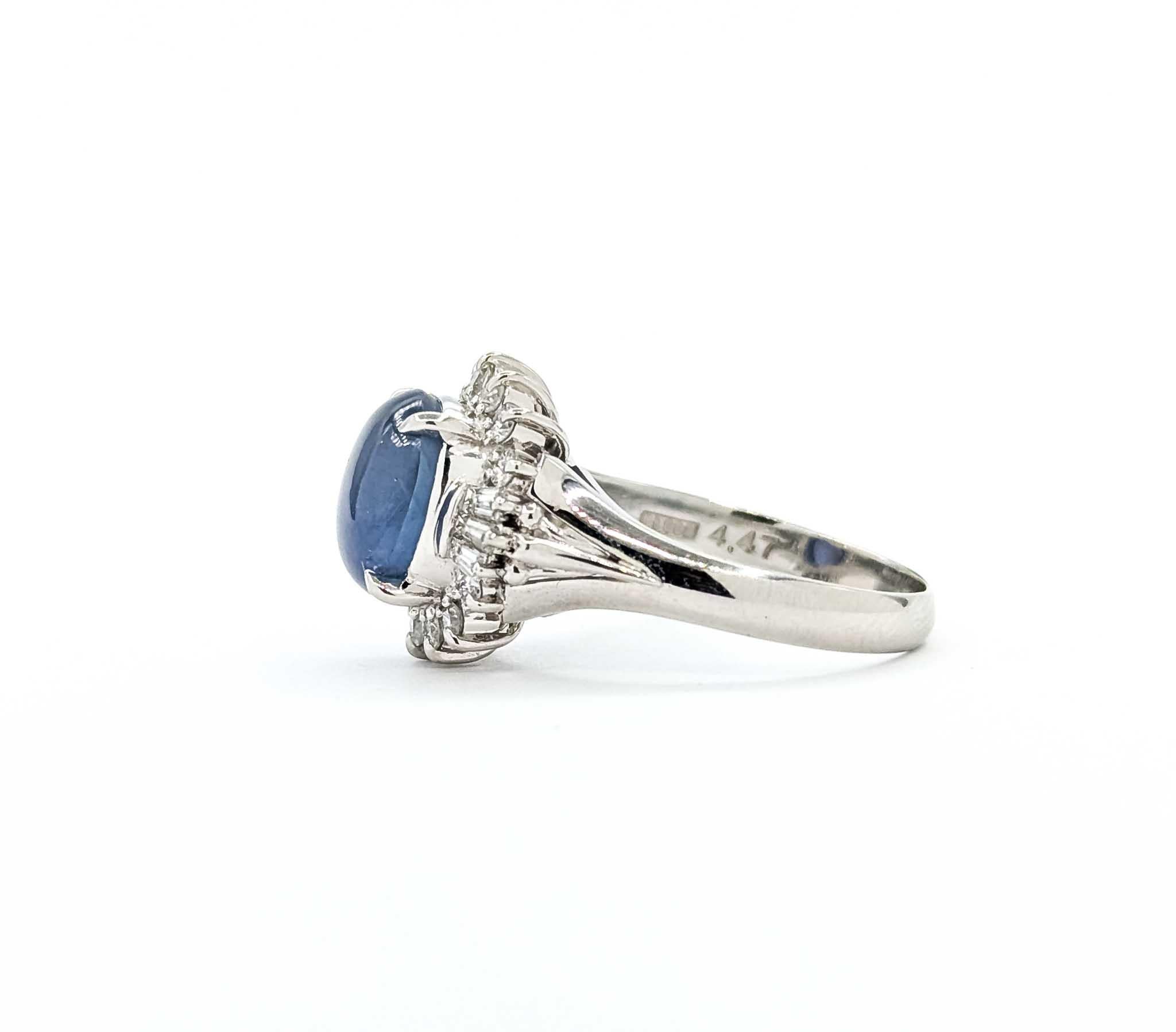 Vintage Star Sapphire & Diamond Cocktail Ring in Platinum For Sale 2