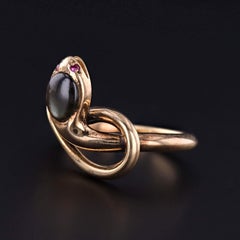 Vintage Star Sapphire Snake Ring of 9ct Gold