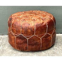 Vintage Star Tufted Leather Ottoman