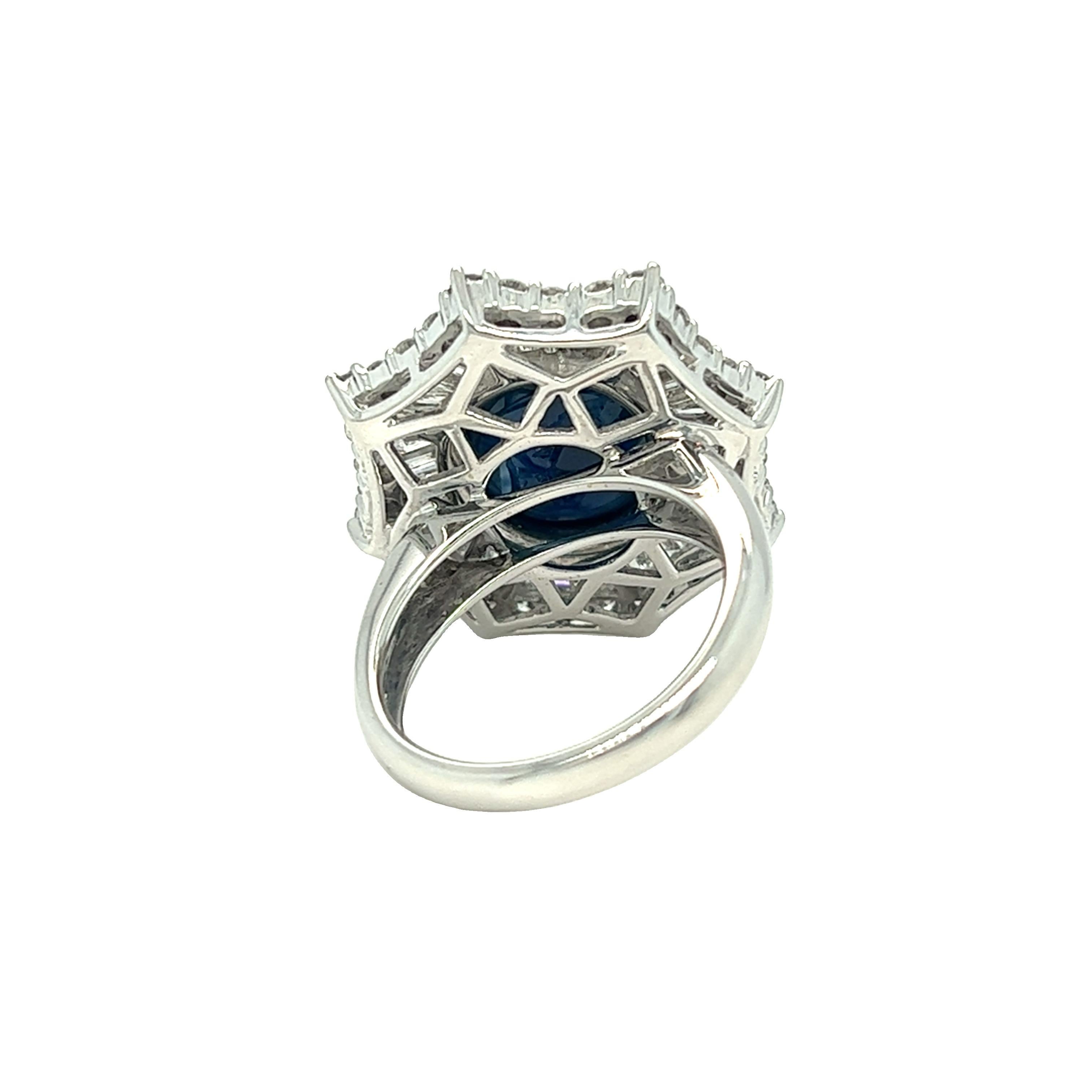 Vintage Starburst Cabochon Sapphire and Diamond Ring For Sale 1