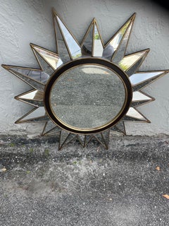 Vintage Starburst Mirror, Painted & Gilded Frame, Circa 1980, 38.5"