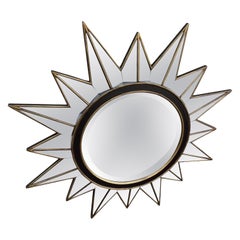 Vintage Starburst Mirror, Painted & Gilded Frame, Circa 1980, 38.5"