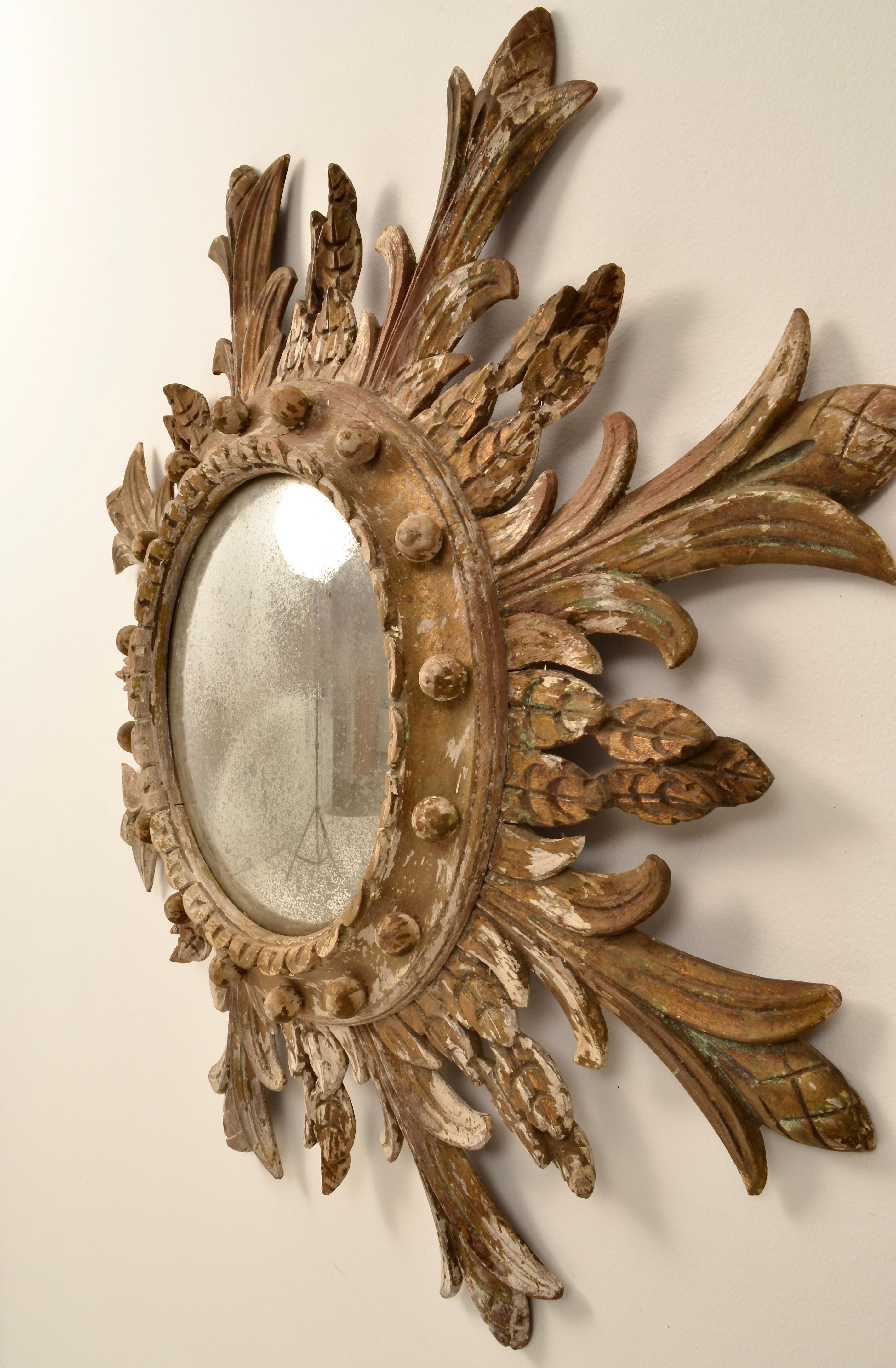 Regency Revival Vintage Starburst Mirror with Bull's Eye Mirror