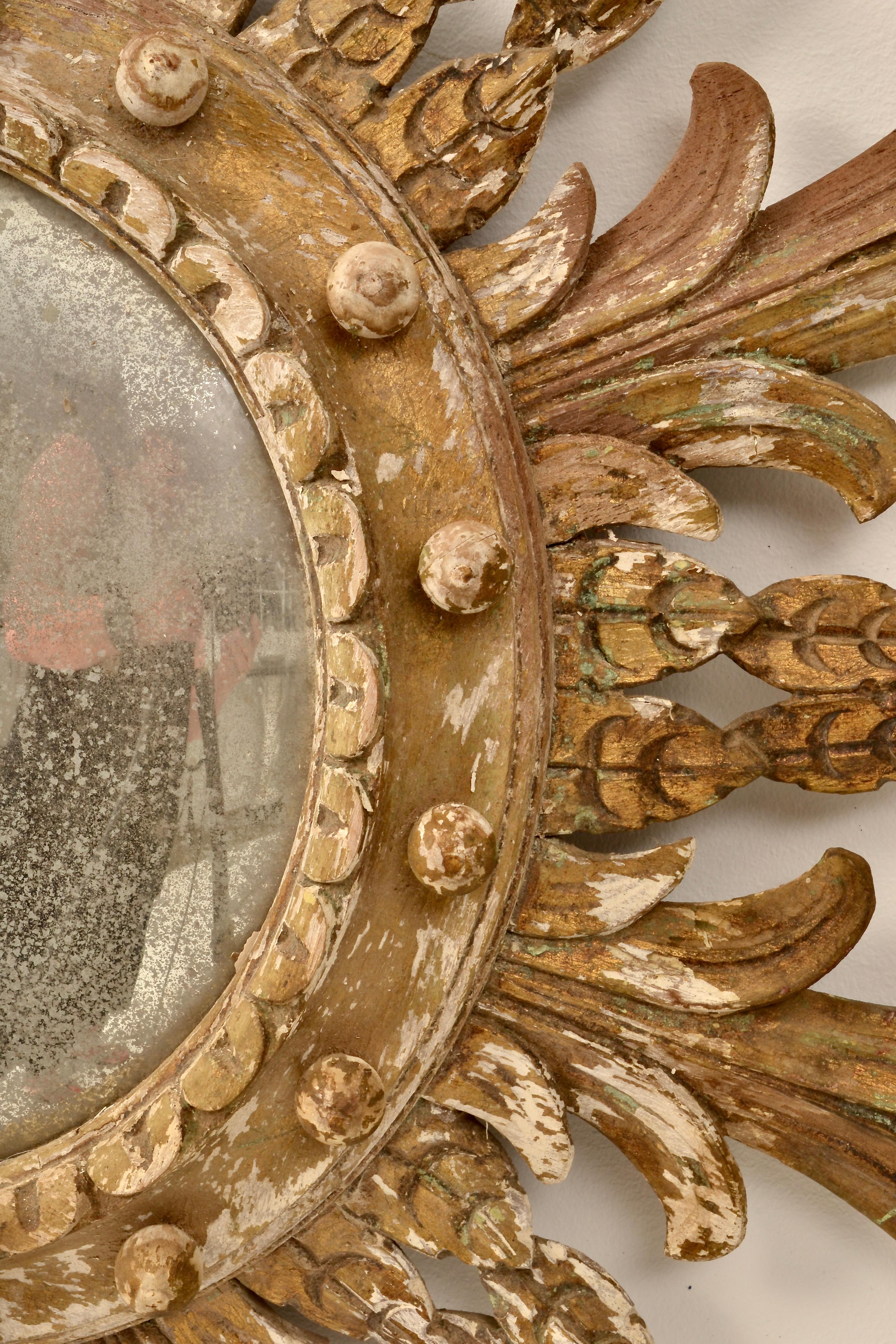 20th Century Vintage Starburst Mirror with Bull's Eye Mirror