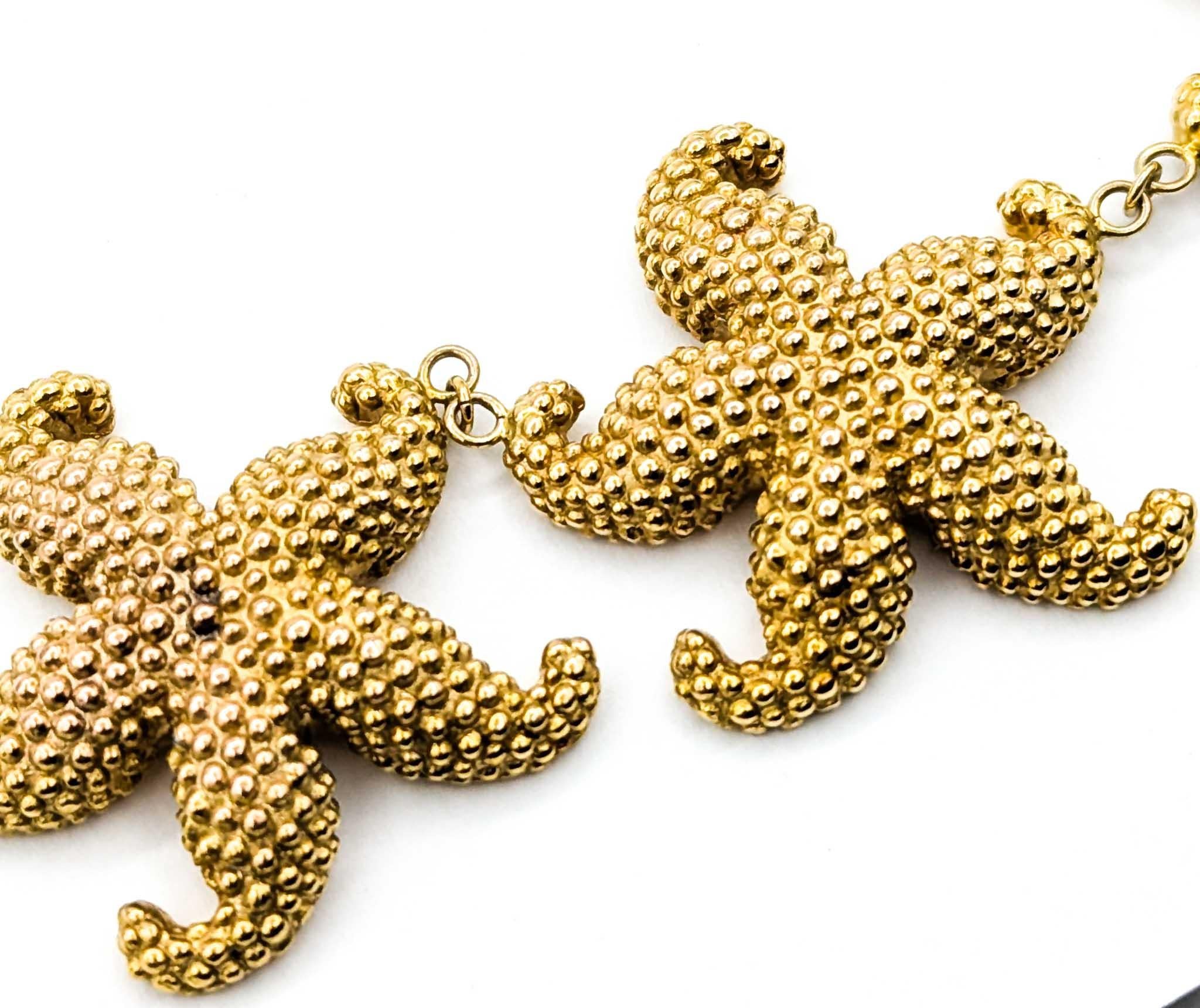 Donna Collana Vintage Starfish in oro giallo 14 carati in vendita