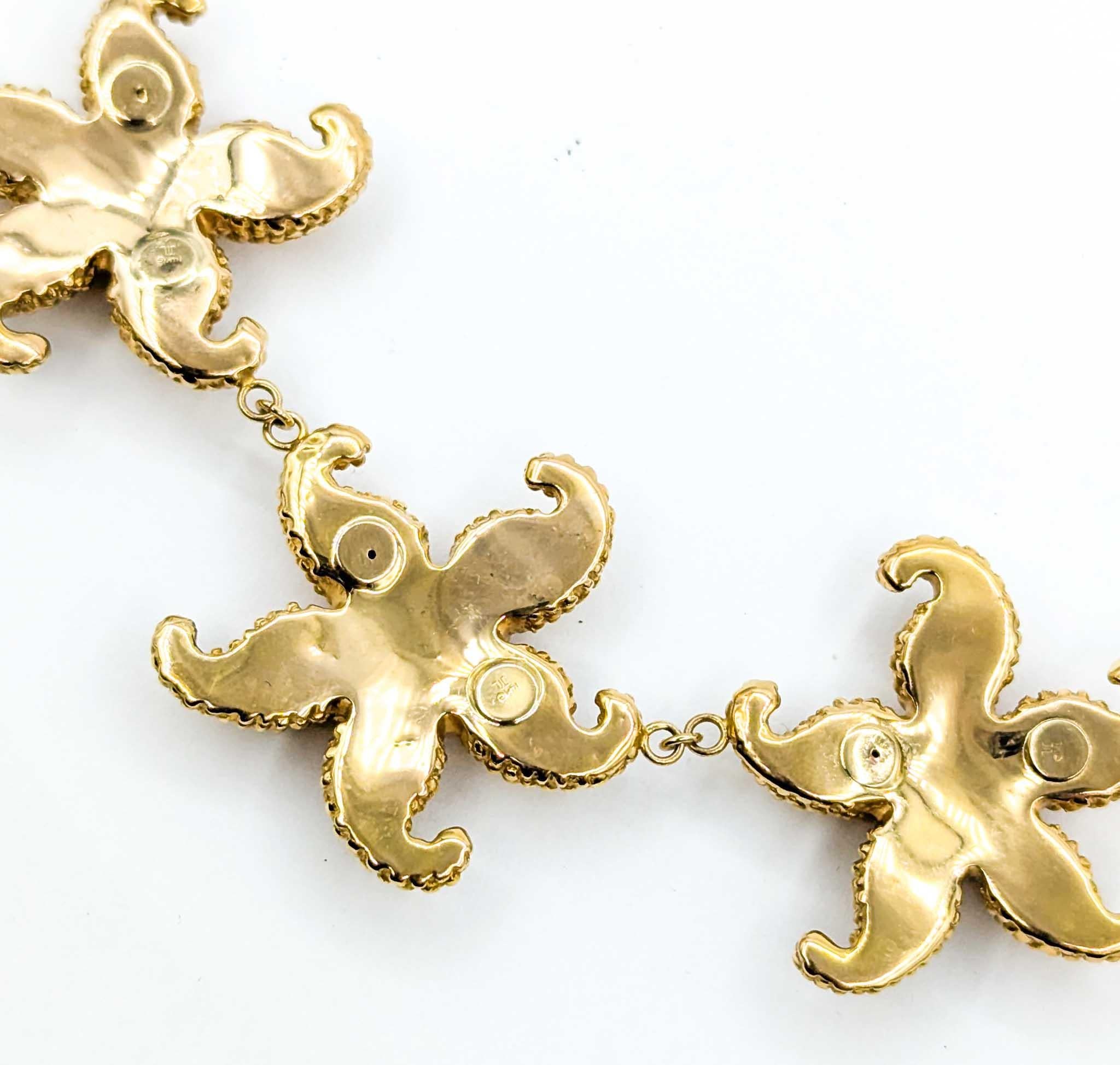 Collana Vintage Starfish in oro giallo 14 carati in vendita 1