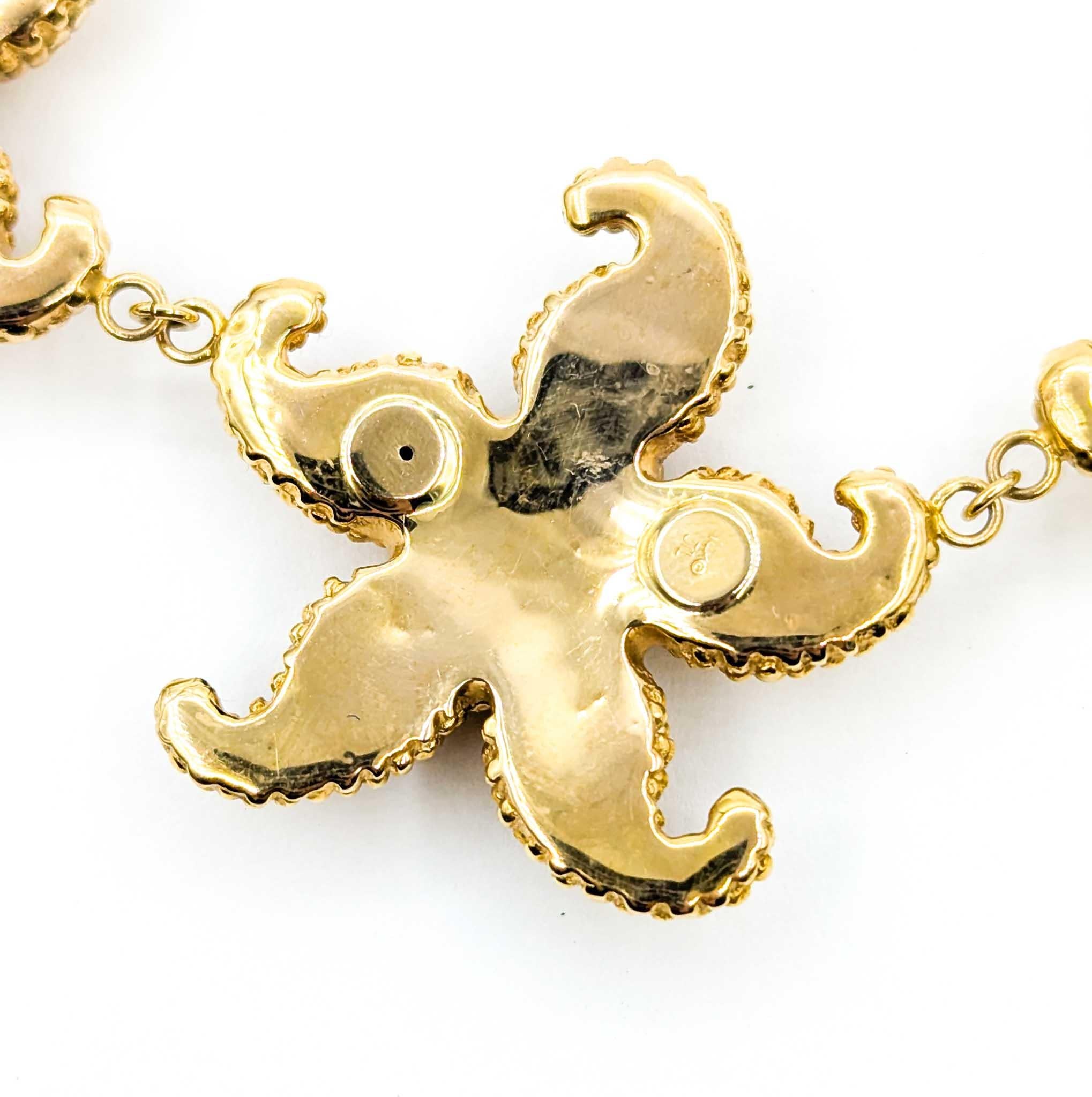 Collana Vintage Starfish in oro giallo 14 carati in vendita 2