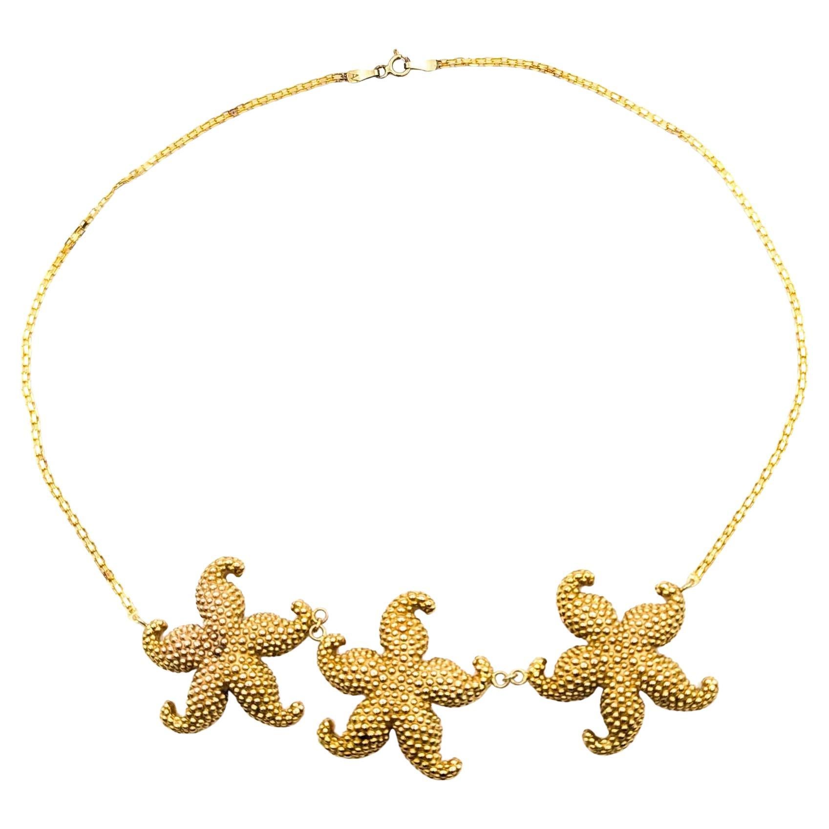 Collana Vintage Starfish in oro giallo 14 carati in vendita