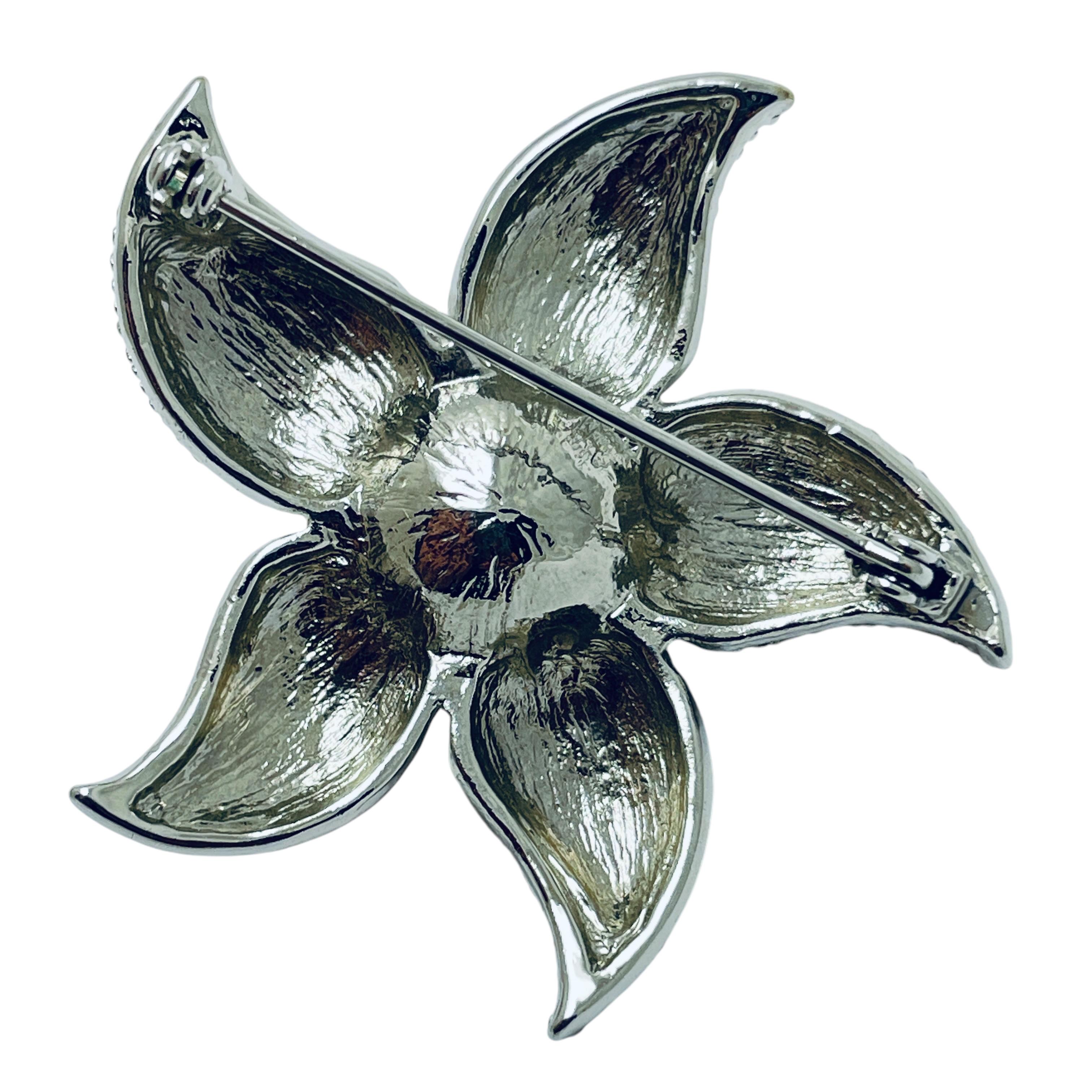 Spilla vintage con stella marina in argento, strass e perle di design In condizioni buone in vendita a Palos Hills, IL
