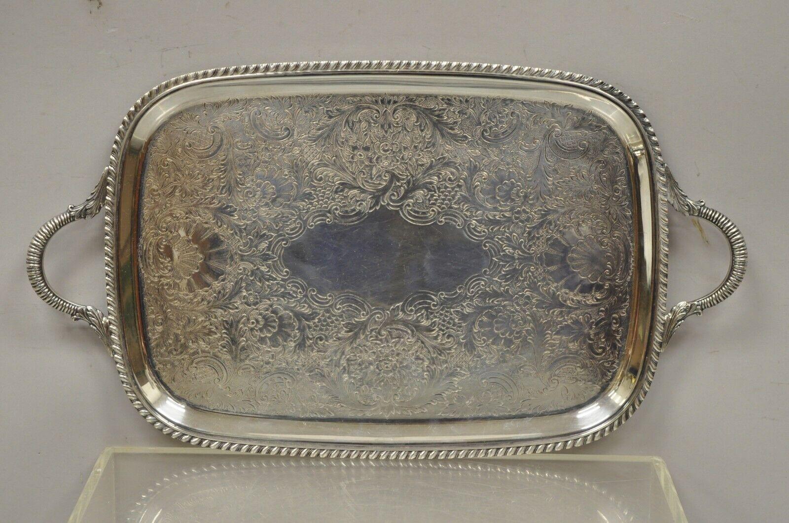 Vintage Starr EPC Regency Style Silver Plate Twin Handle Tray Platter 2
