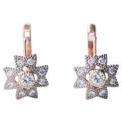 Orecchini Vintage Stars con diamanti naturali 0,44 ctw in oro rosa 14K / 4,3 gr
