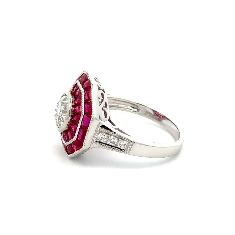 Women's Vintage Statement 1.23 Carat Diamond and Ruby Platinum Red Carpet Cocktail Ring  For Sale