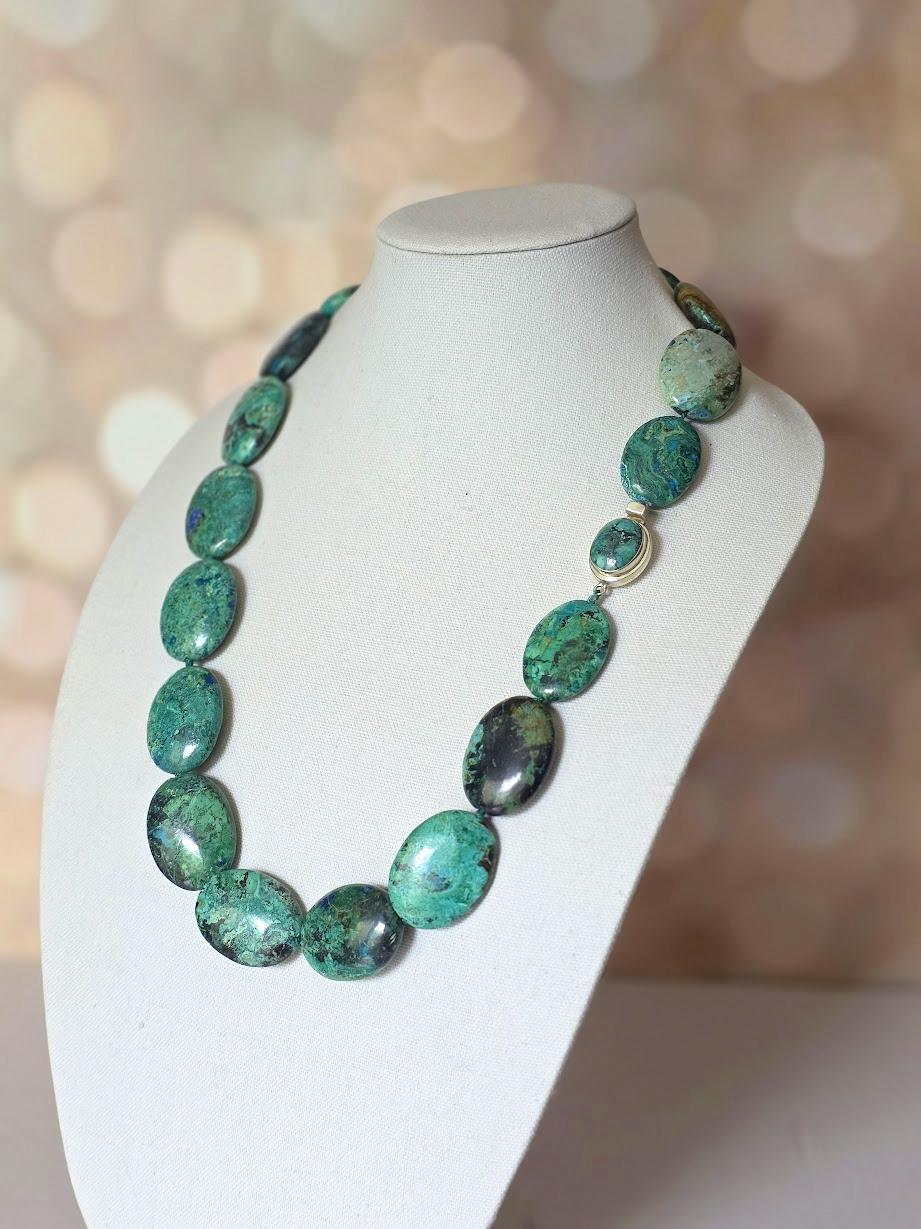 da uomo o donna Collana dichiarata d'epoca in crisocolla dell'Arizona, collana artigianale Navajo in vendita