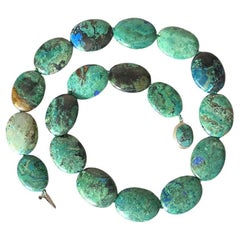 Collana dichiarata d'epoca in crisocolla dell'Arizona, collana artigianale Navajo