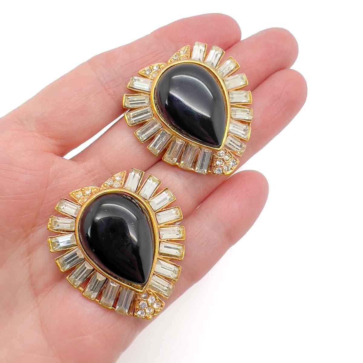 Boucles d'oreilles vintage en forme de cœur en cabochon 1980 Bon état - En vente à Wilmslow, GB