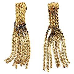 Orecchini vintage con nappina e chiusura a clip placcati in oro, stile vistoso anni ’60