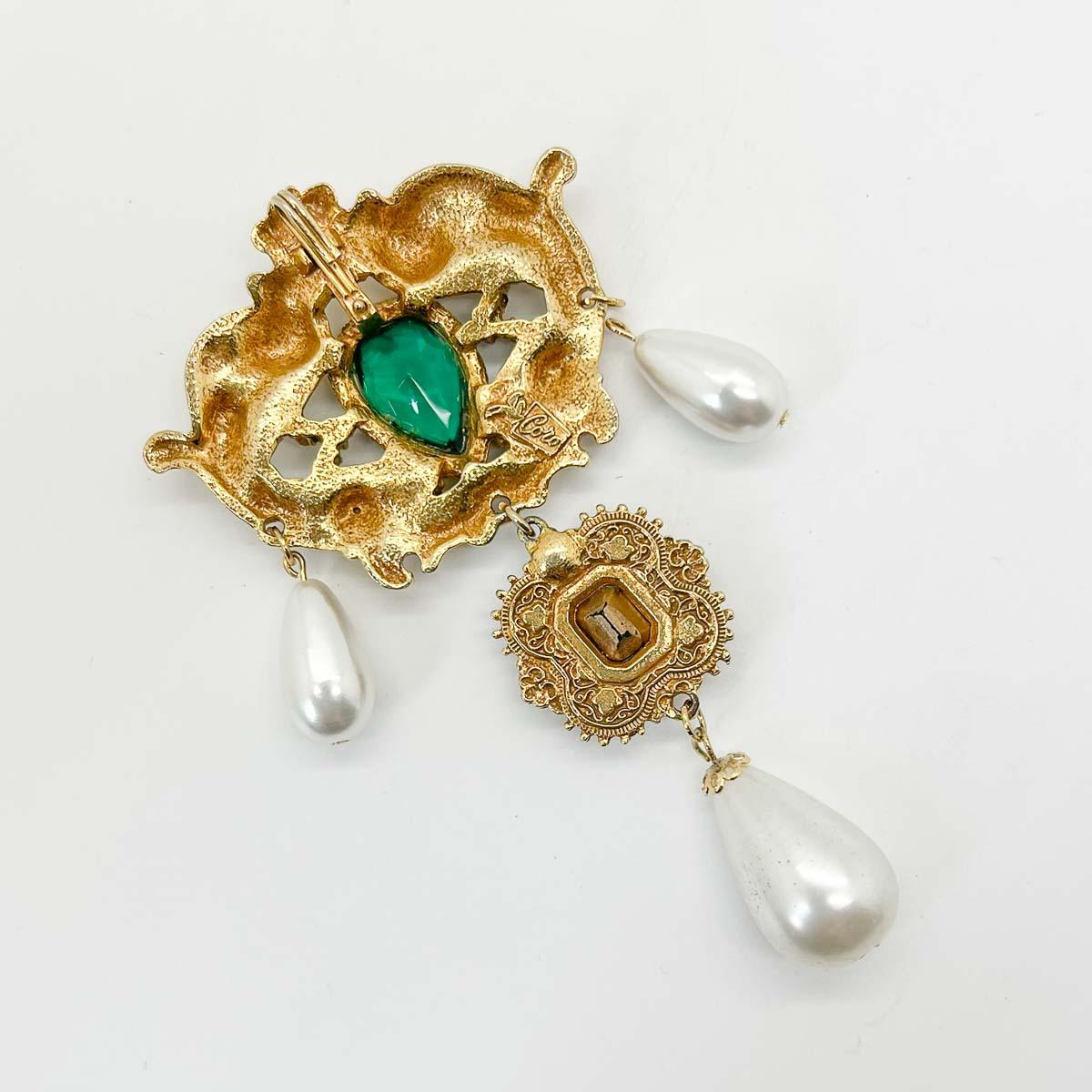 Vintage Statement Coro Renaissance Pearl Drop Pendant 1960s For Sale 2