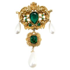 Vintage Statement Coro Renaissance Pearl Drop Pendant 1960s