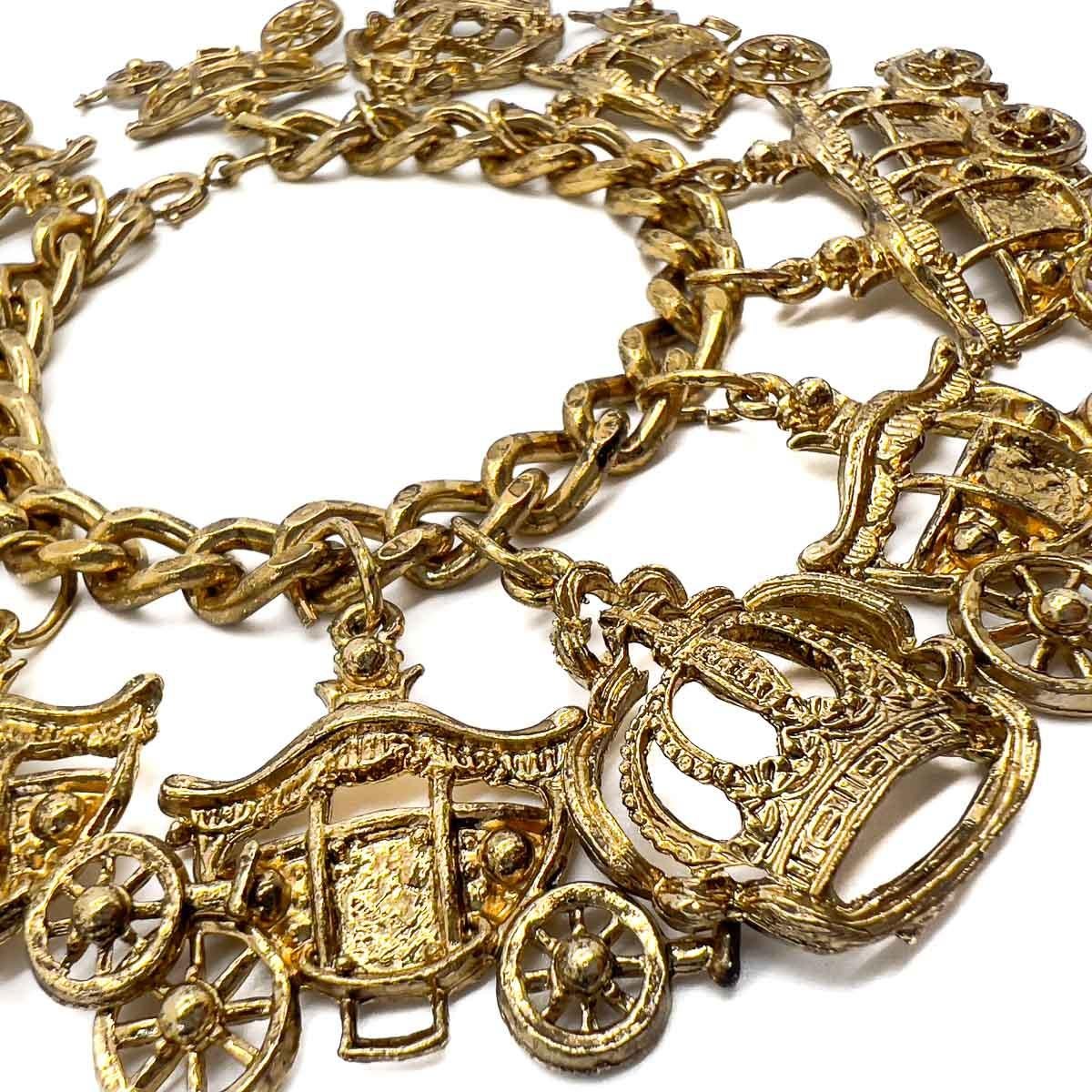 A vintage Coronation Charm Bracelet. Loud and proud this is a fabulous piece of celebratory jewellery.

An unsigned beauty. A rare treasure. Just because a jewel doesn’t carry a designer name, doesn’t mean it isn't coveted. The unsigned beauties in